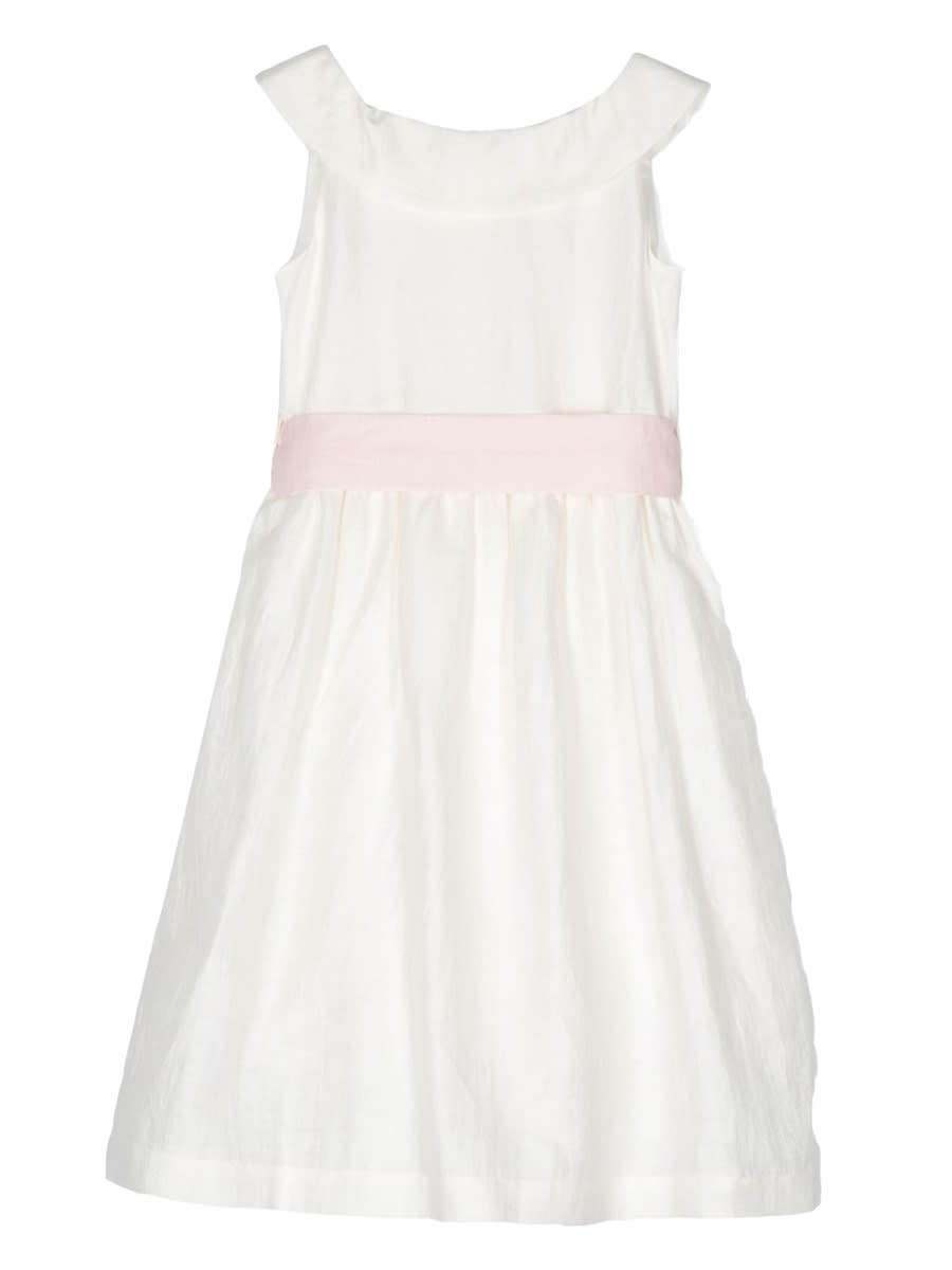 Il Gufo Belted Flared Dress In White