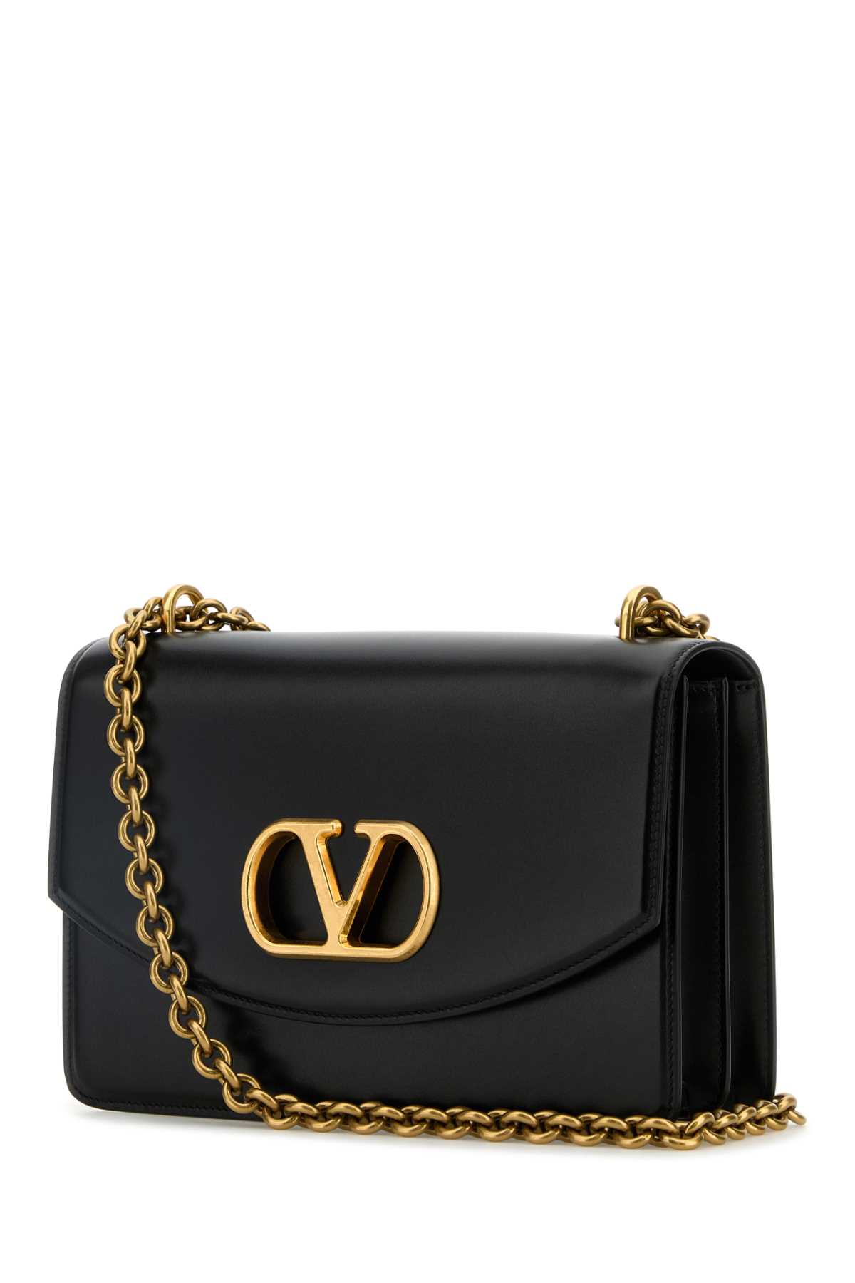 Valentino Garavani Garavani Vain Shoulder Bag In Shiny Calfskin Woman Black Uni In Nero