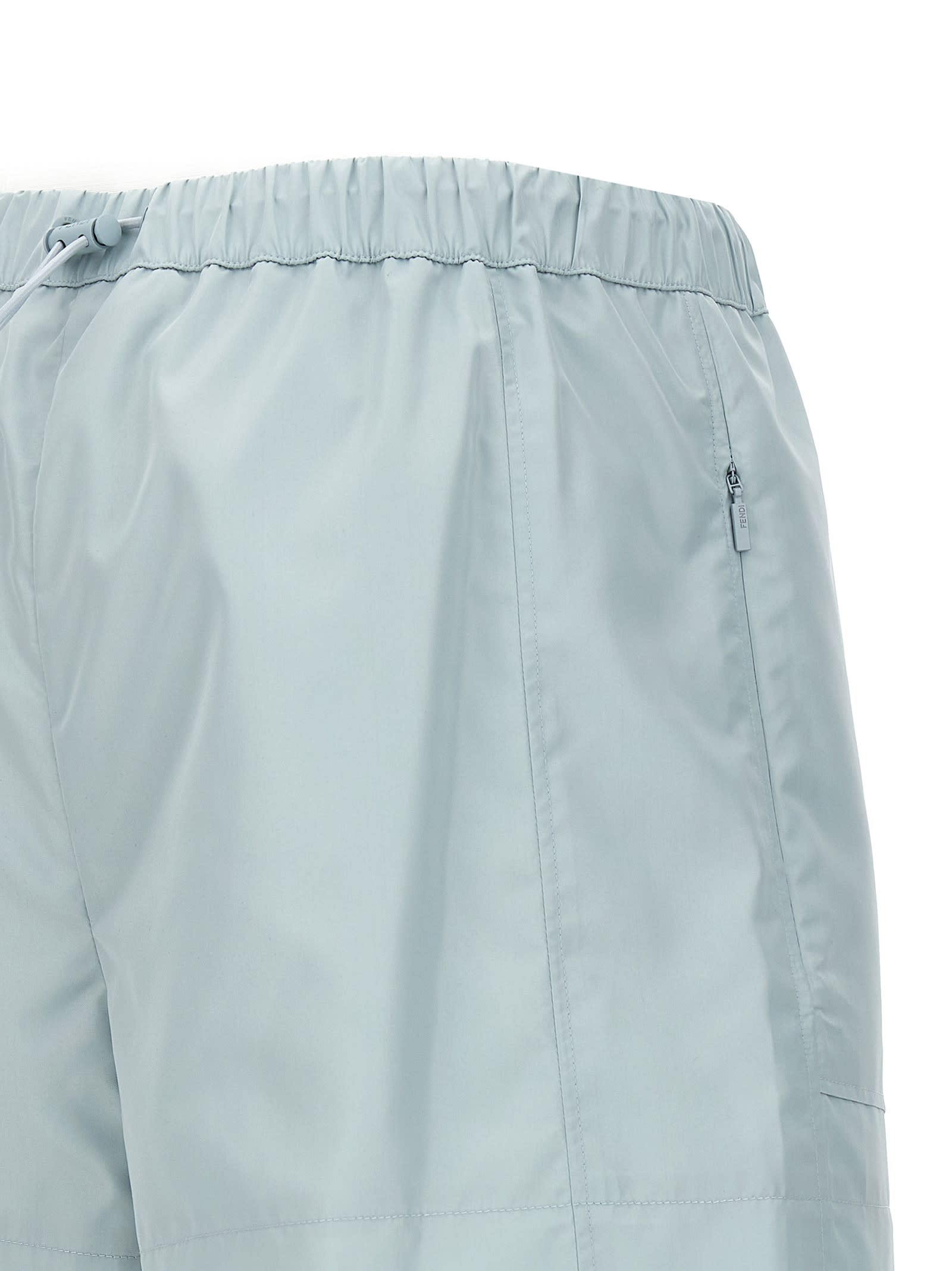 Shop Fendi Logo Print Shorts In Light Blue