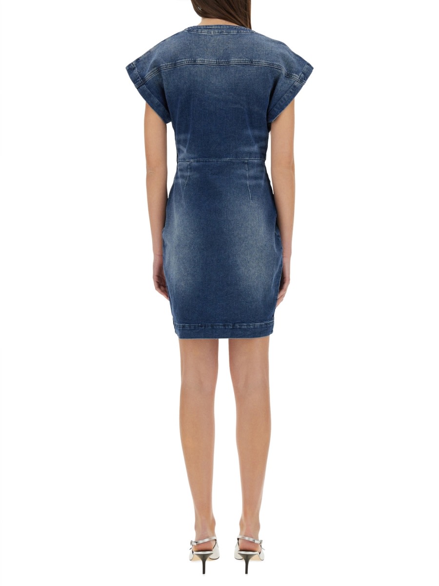 Moschino Slim Fit Denim Dress V-neckline In Denim