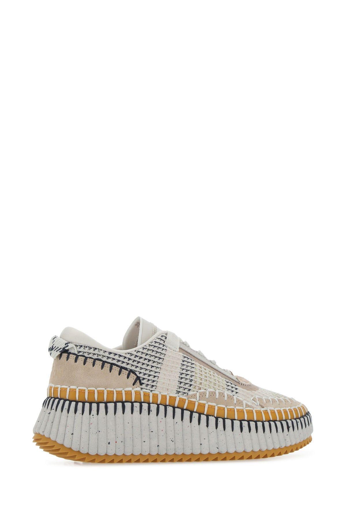 Shop Chloé Multicolor Fabric Nama Sneakers In Beige