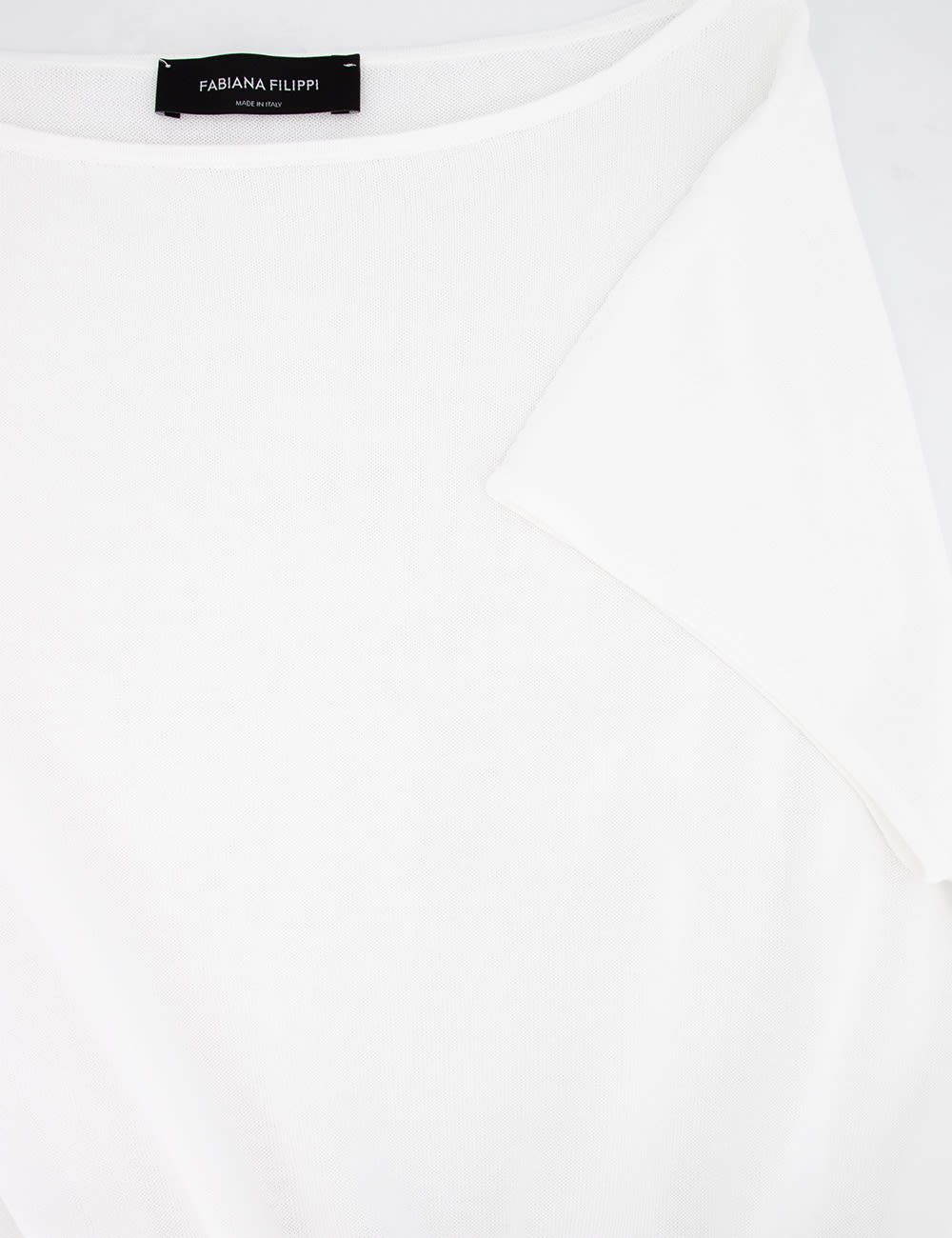 Fabiana Filippi Long Dress With Appliqué Skirt In Bianco Ottico/sabbia