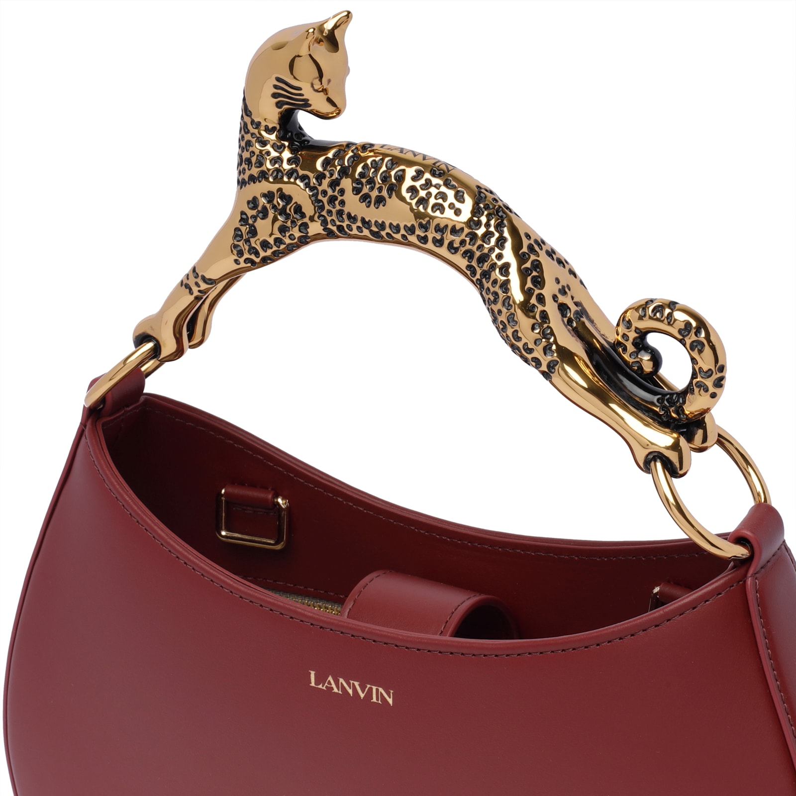 Shop Lanvin Cat Hobo Bag In Red