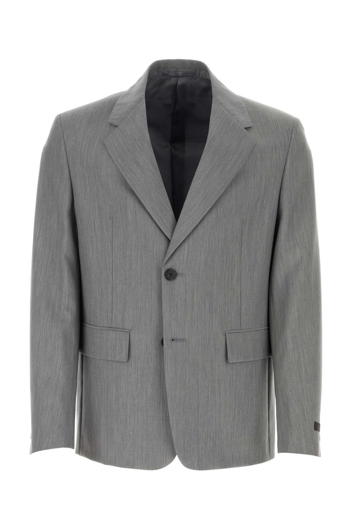 Melange Grey Wool Blend Blazer