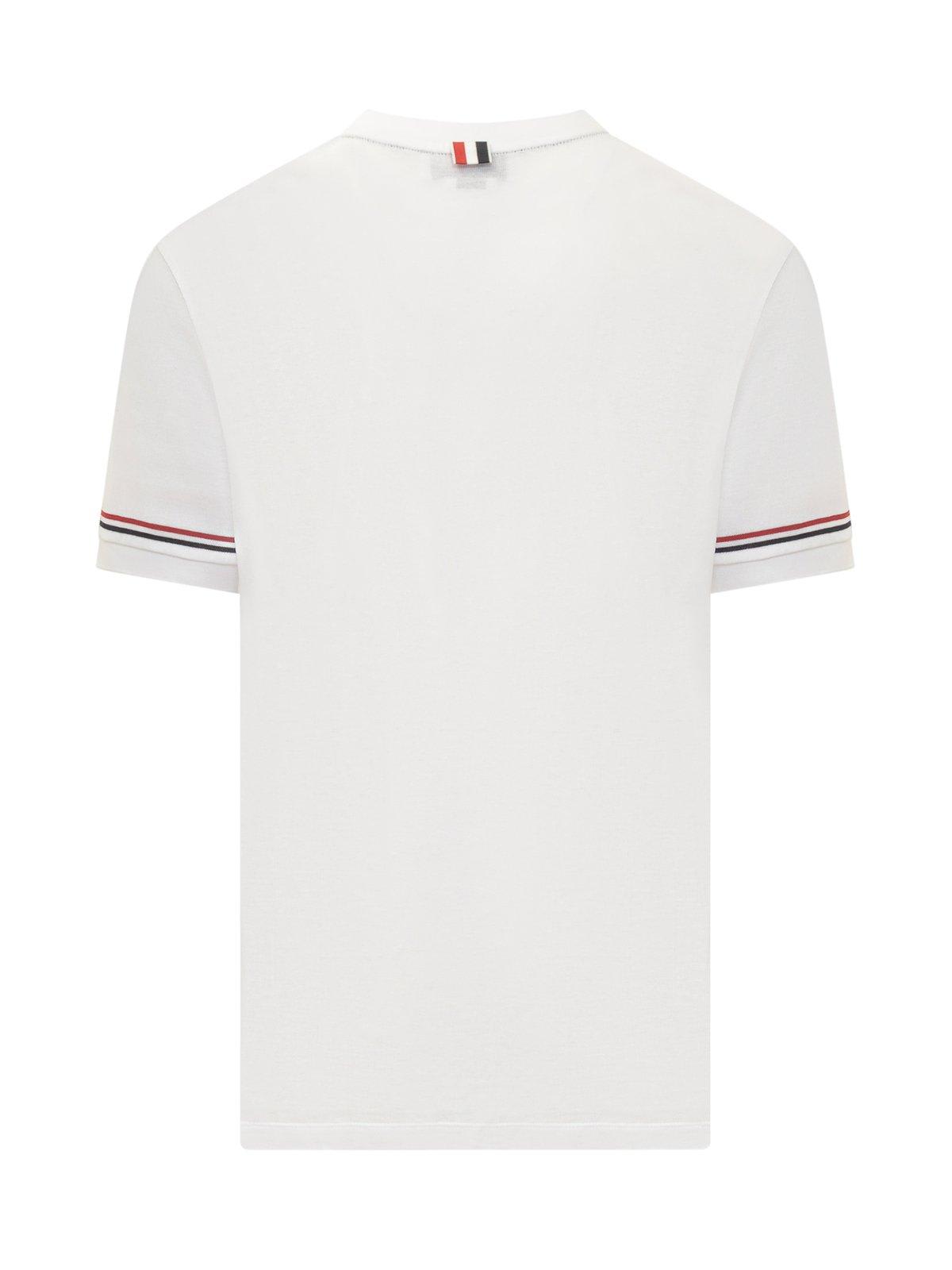 Shop Thom Browne Stripe Detailed Crewneck T-shirt In White