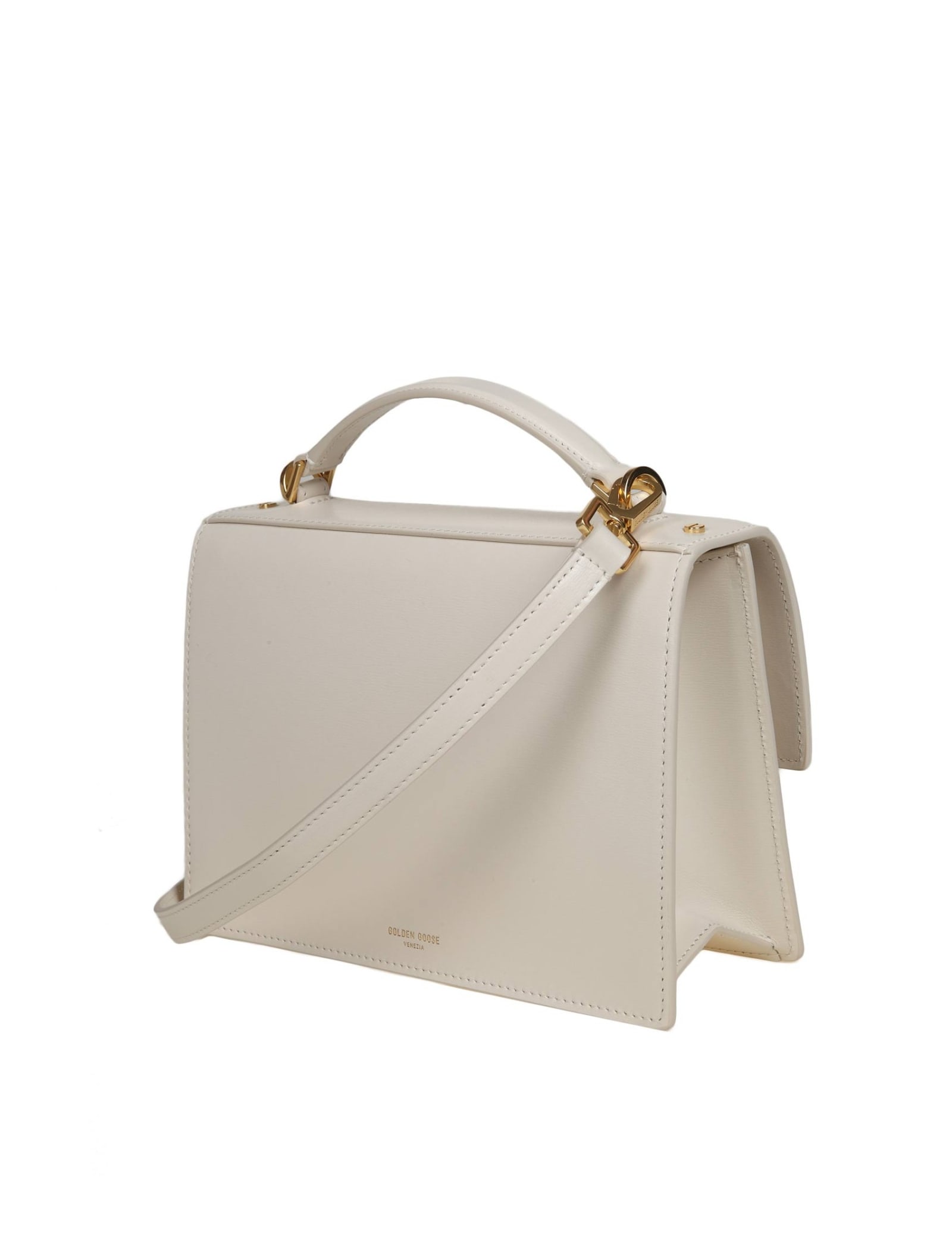 Shop Golden Goose Venezia Handbag In Butter Color Leather