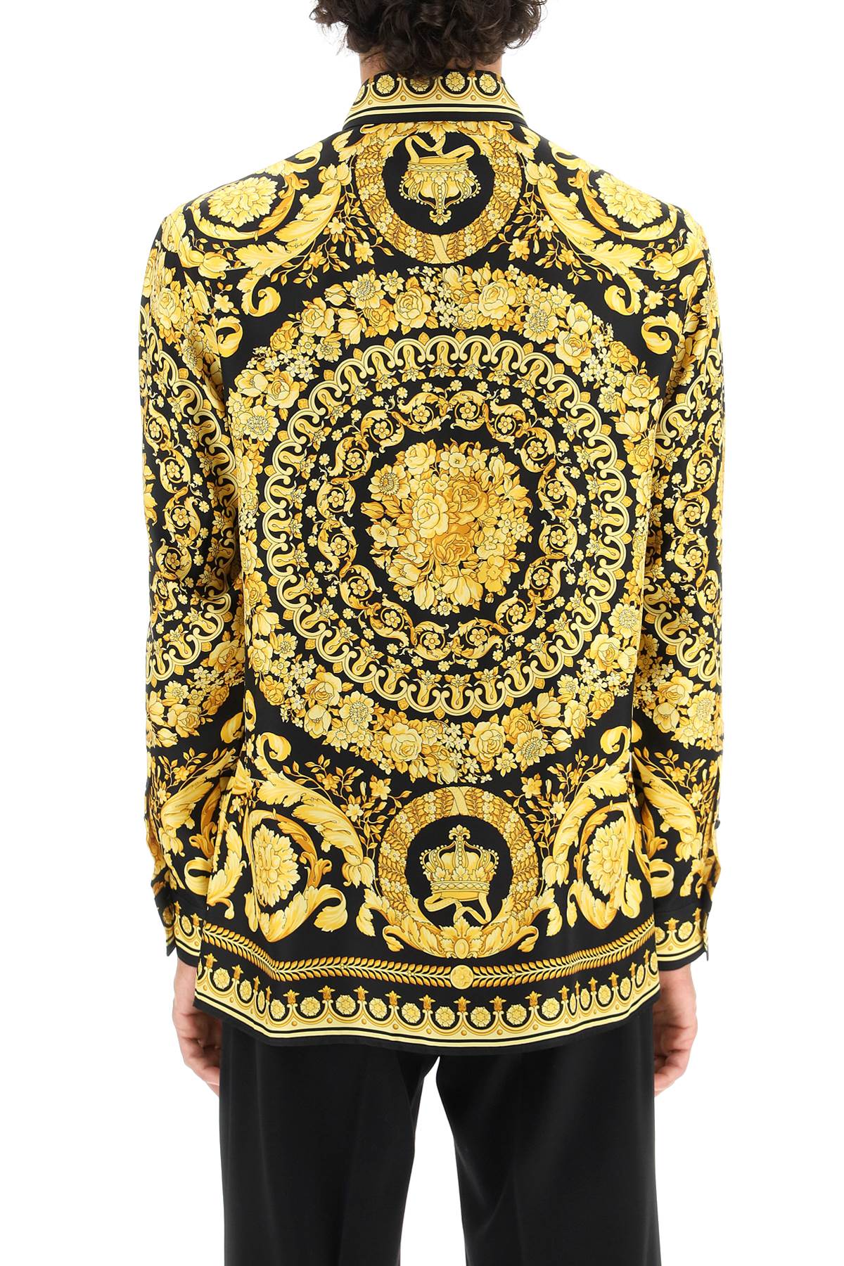Shop Versace Barocco Print Silk Shirt In Nero/oro