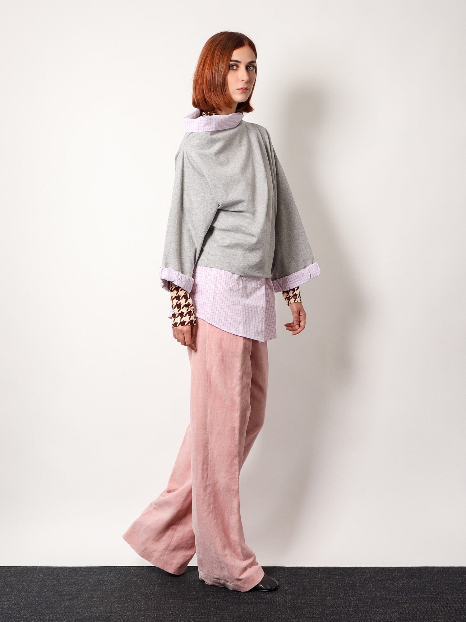Dries Van Noten Cotton Sweatshirt With Contrasting Shirt Detail In Grey