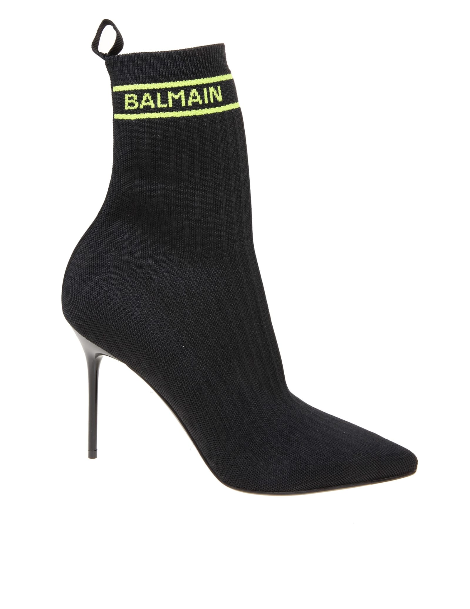 Buy Balmain Skye Boots In Black Stretch Knit online, shop Balmain shoes with free shipping