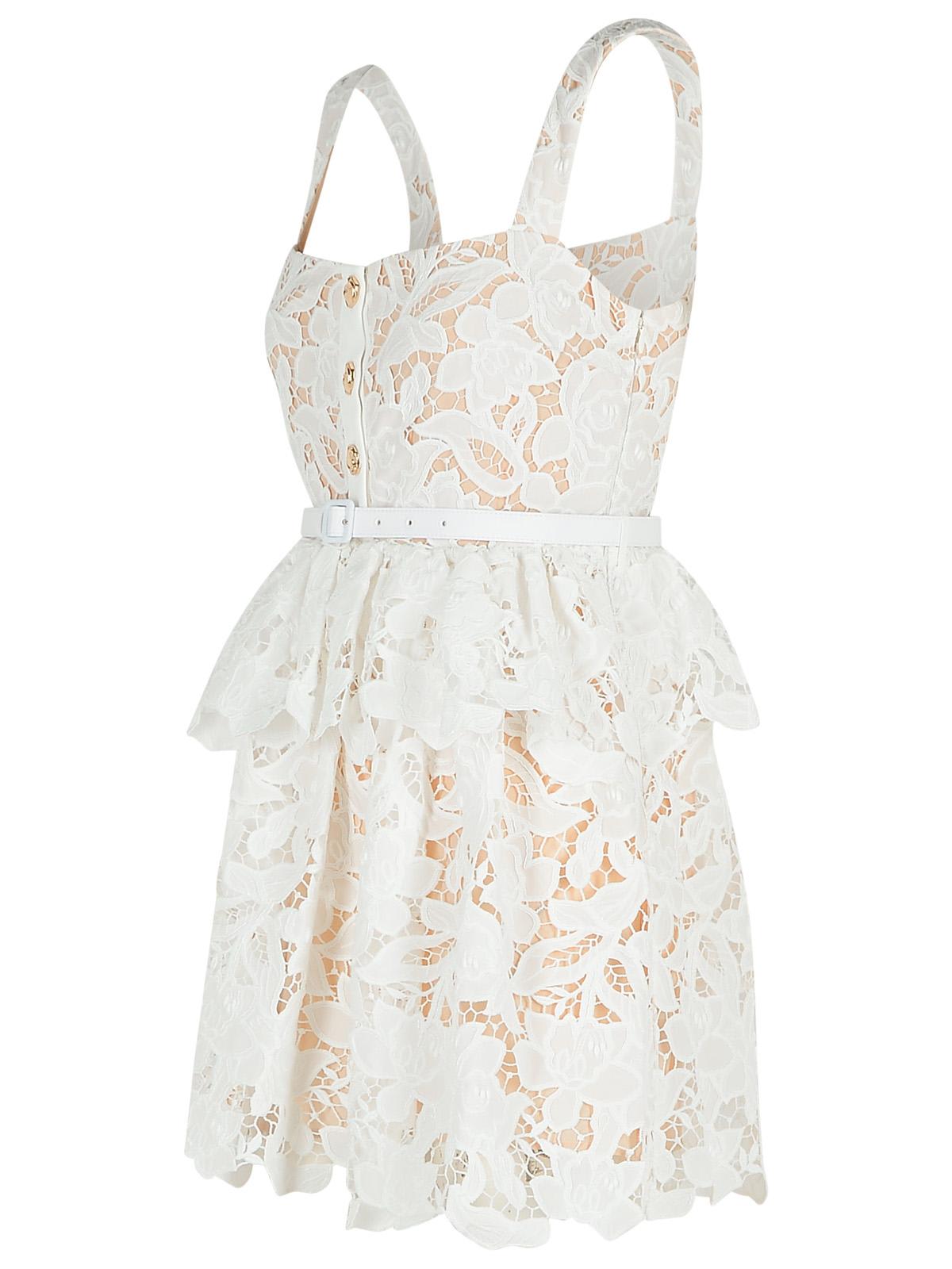Shop Self-portrait Lace Dress In White Polyamide Blend