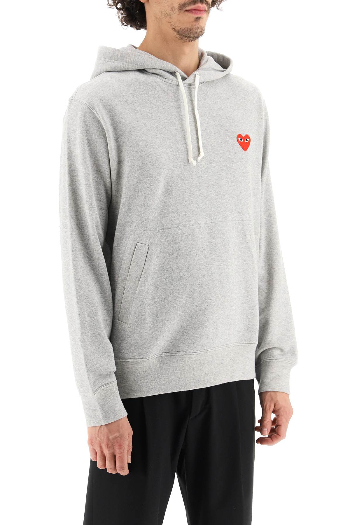 Shop Comme Des Garçons Play Heart Patch Unisex Hoodie In Gray (grey)