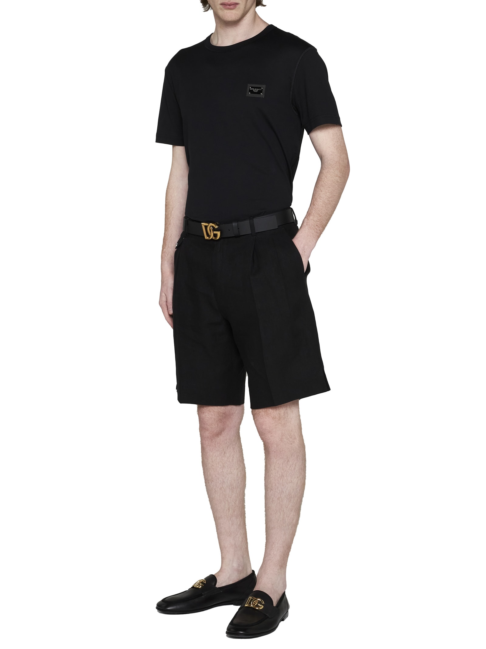 Dolce & Gabbana Logo-plaque Cotton T-shirt In Black