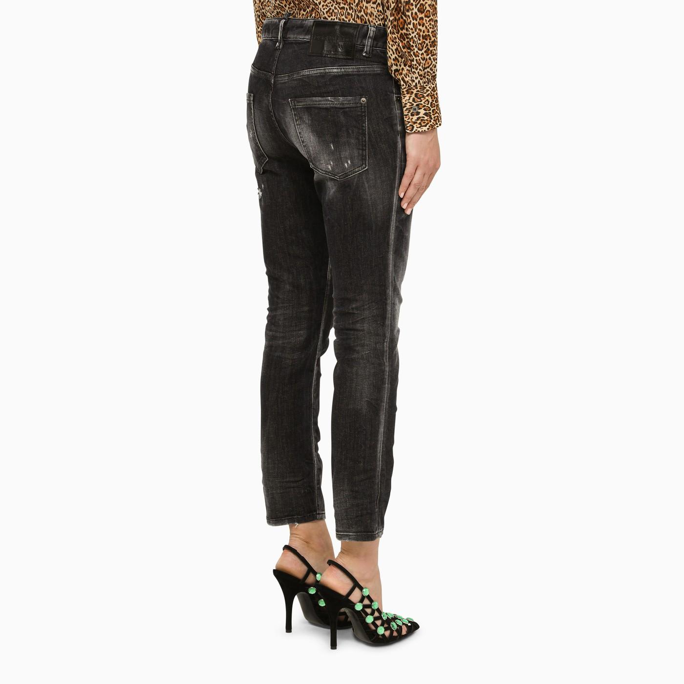 Shop Dsquared2 Washed Black Slim Jeans In Nero