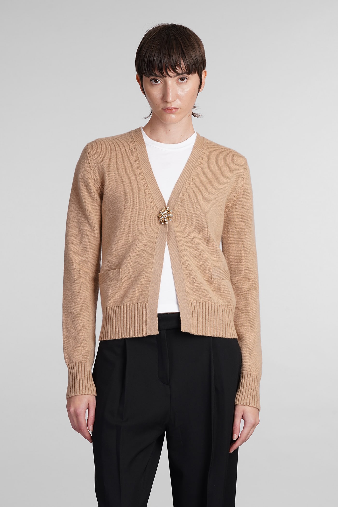 Blumarine Cardigan In Beige Wool