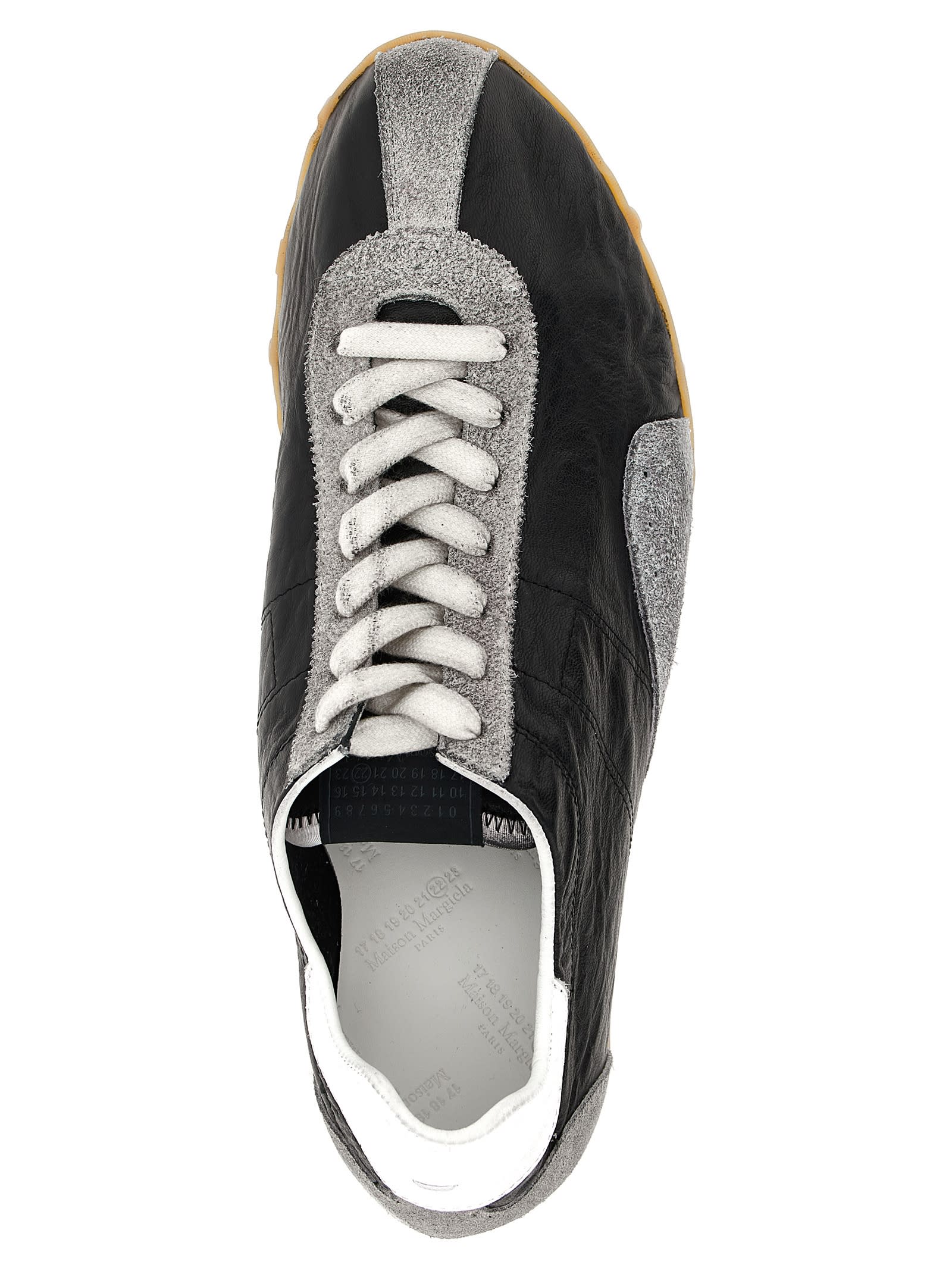 Maison Margiela Sneakers Sprinters In Suede And Leather With Vintage Finish In Black
