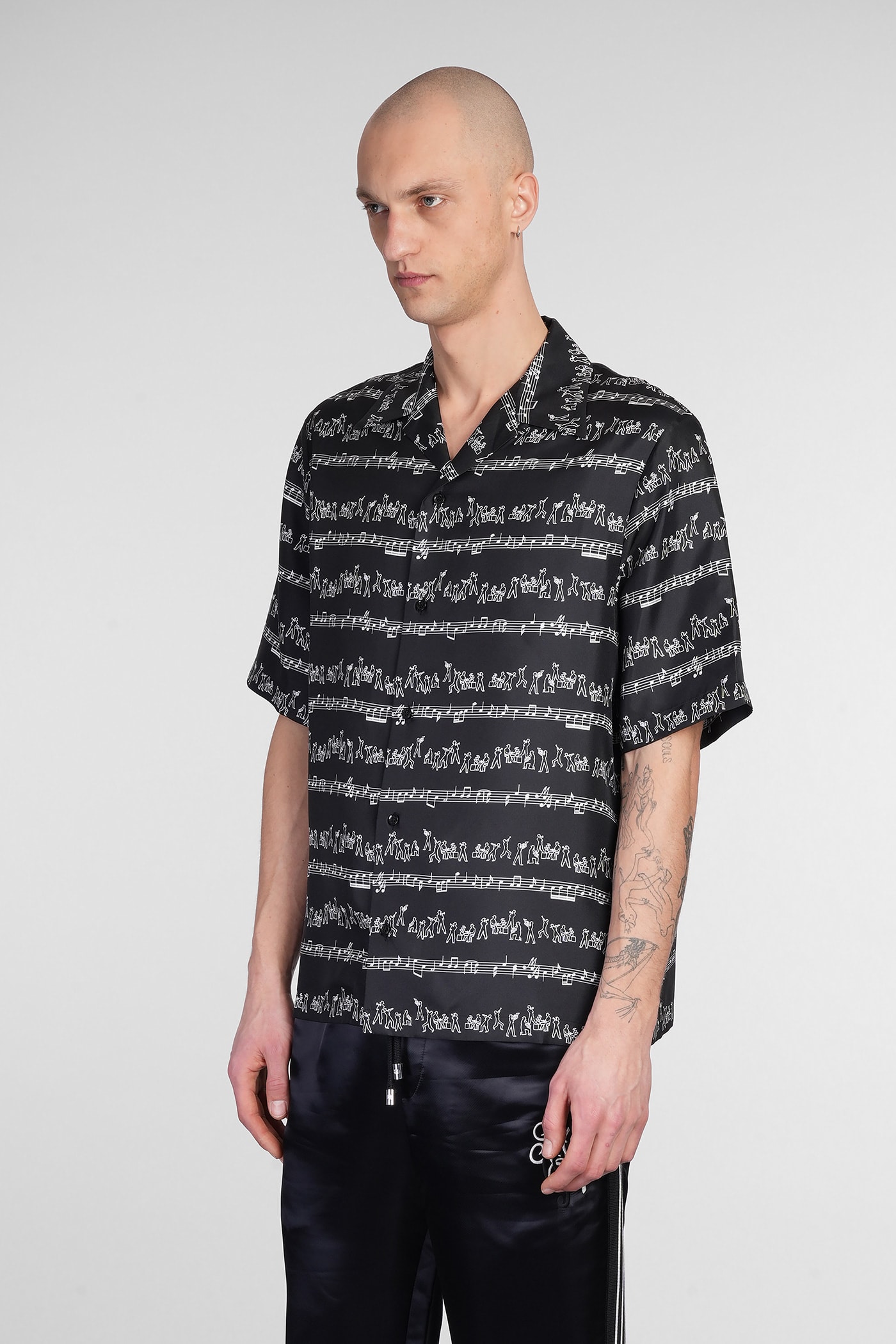 Amiri Black Jazz Band Bowling Shirt In Black
