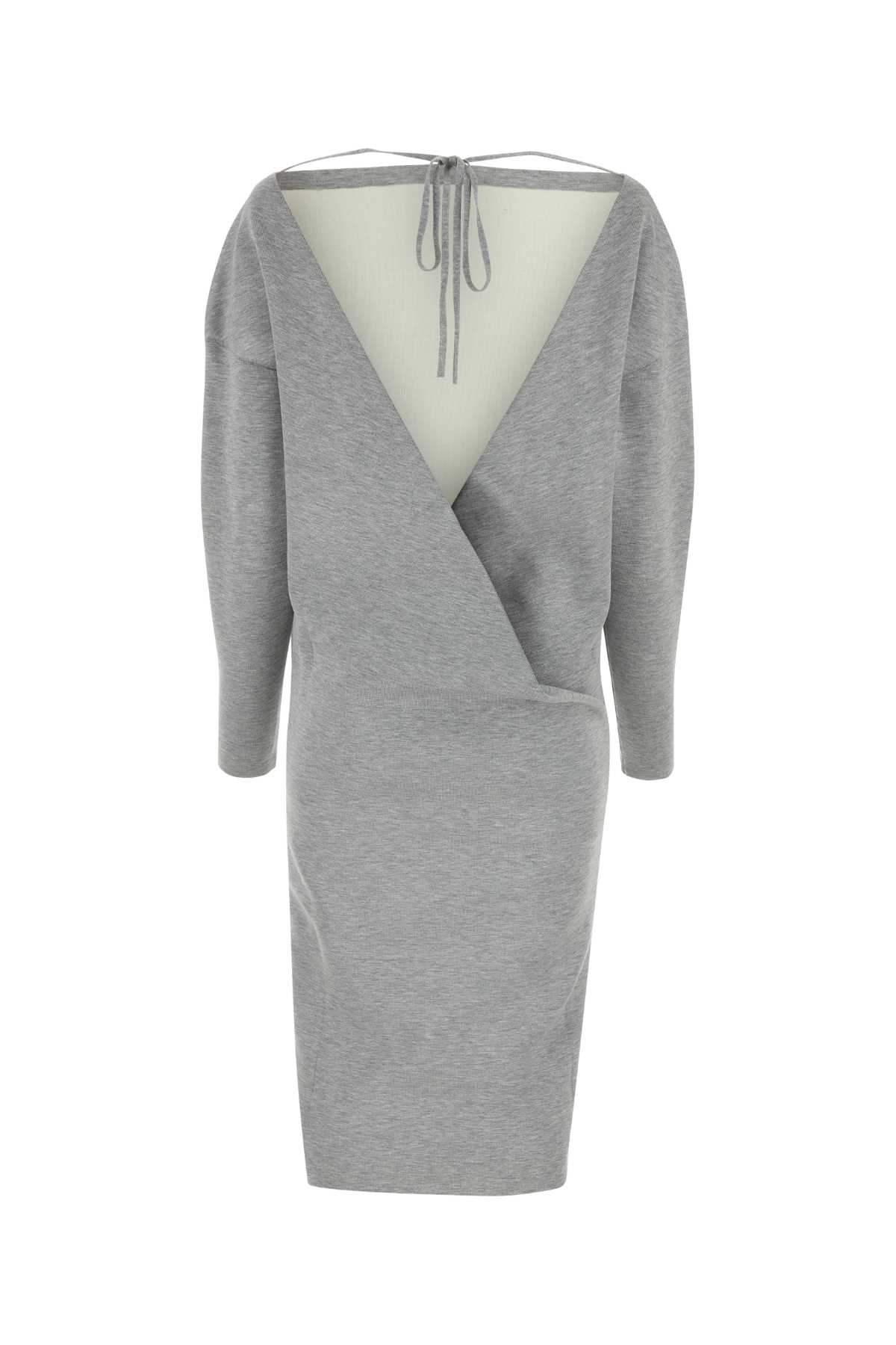Gucci Grey Stretch Wool Blend Dress In Lightgreymelange
