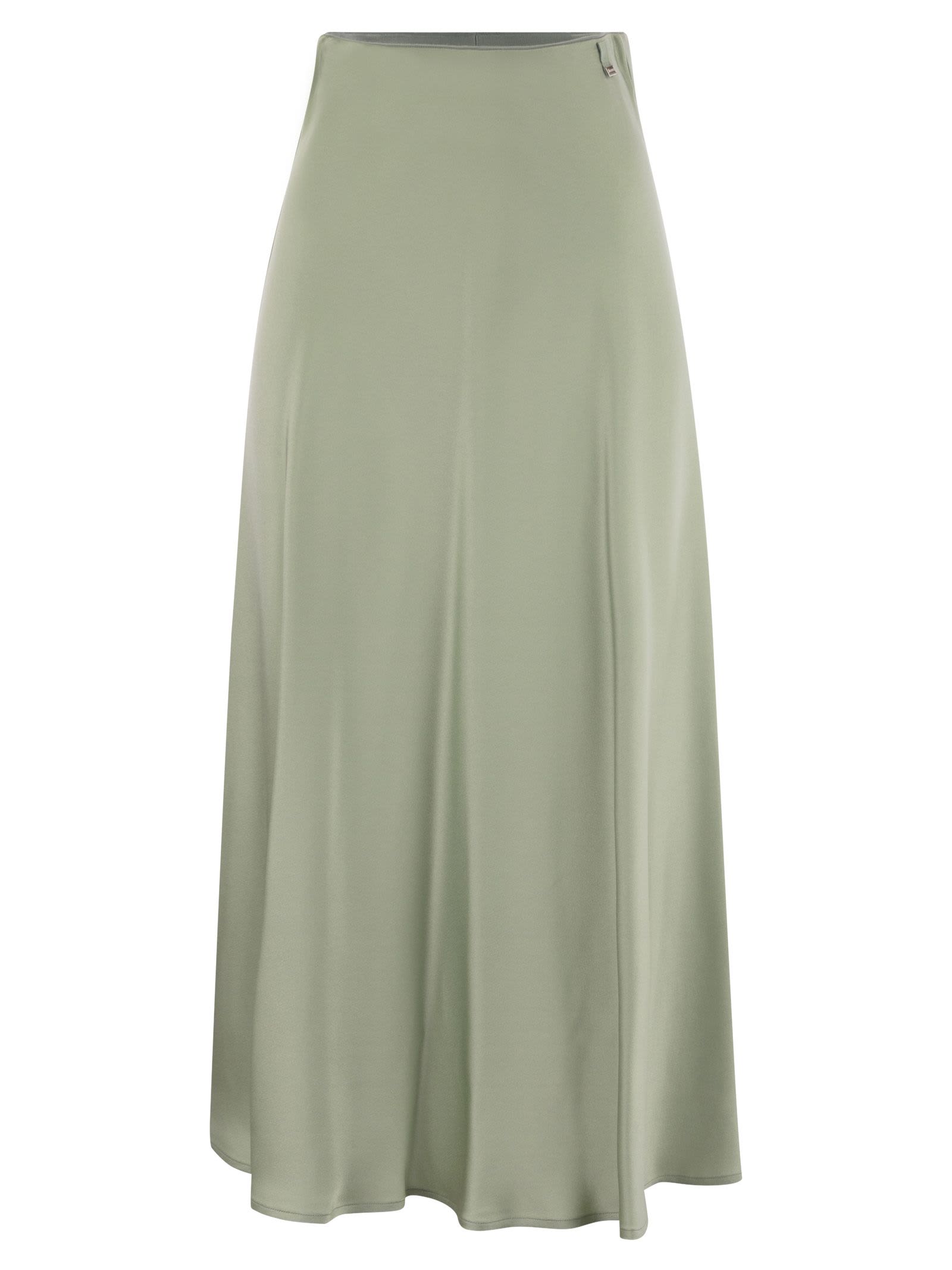 Shop Herno Satin Effect Long Skirt In Green