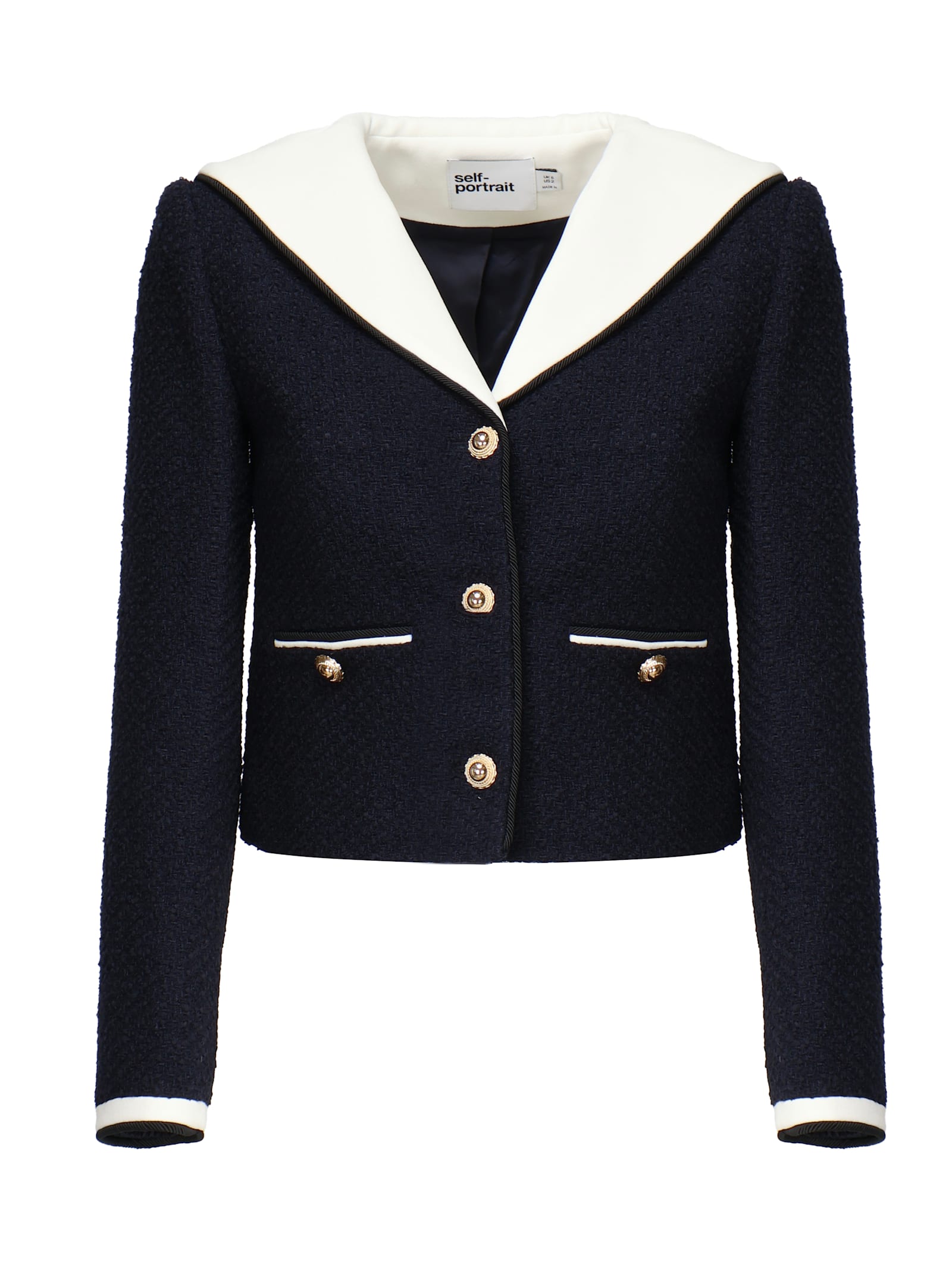 Self-portrait Boucl Short Jacket In Black