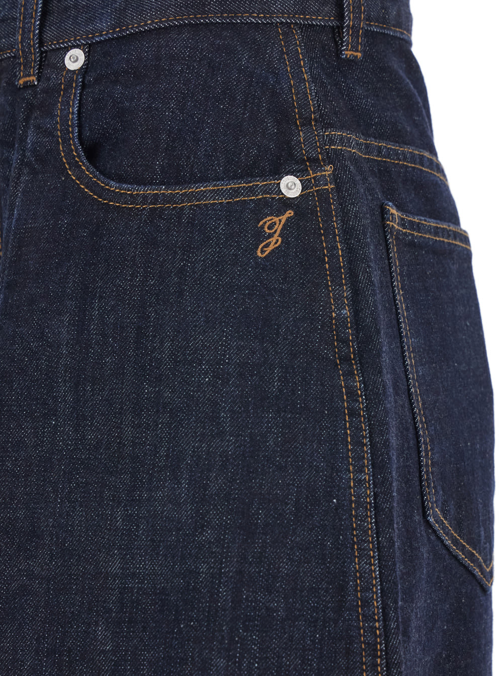 Jacquemus Le De Nimes Ovalo Blue Wide Jeans With Side Logo In Denim Woman In Blue