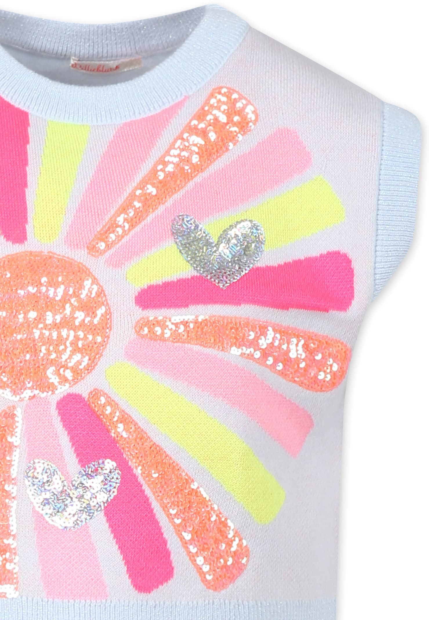 Billieblush Sequin-embellished Knitted Top In Light Blue
