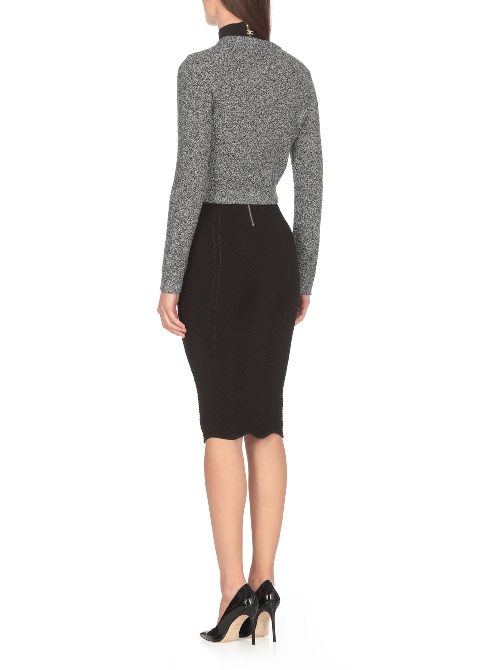 Shop Elisabetta Franchi Wool Cardigan In Grey