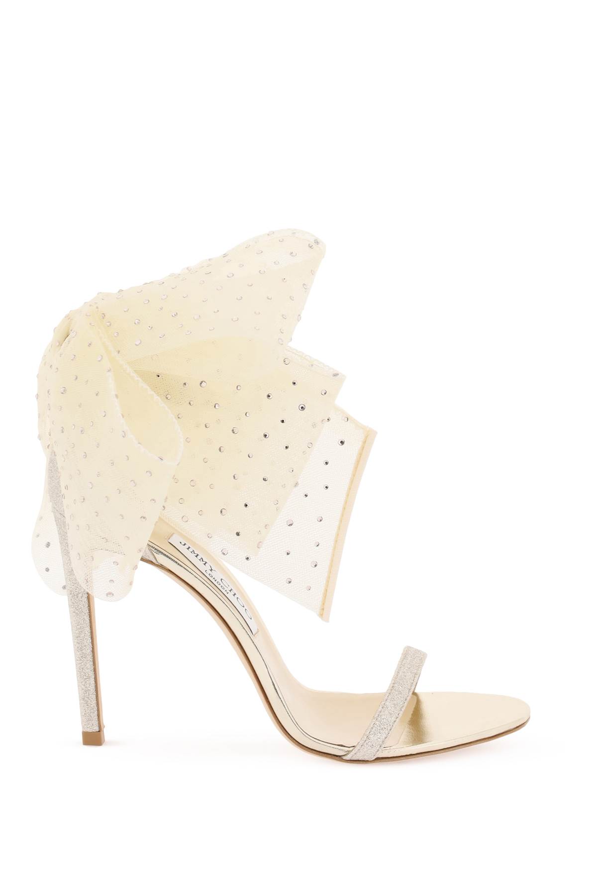 Shop Jimmy Choo Aveline 100 Sandals In Platinum Ice Ivory (gold)