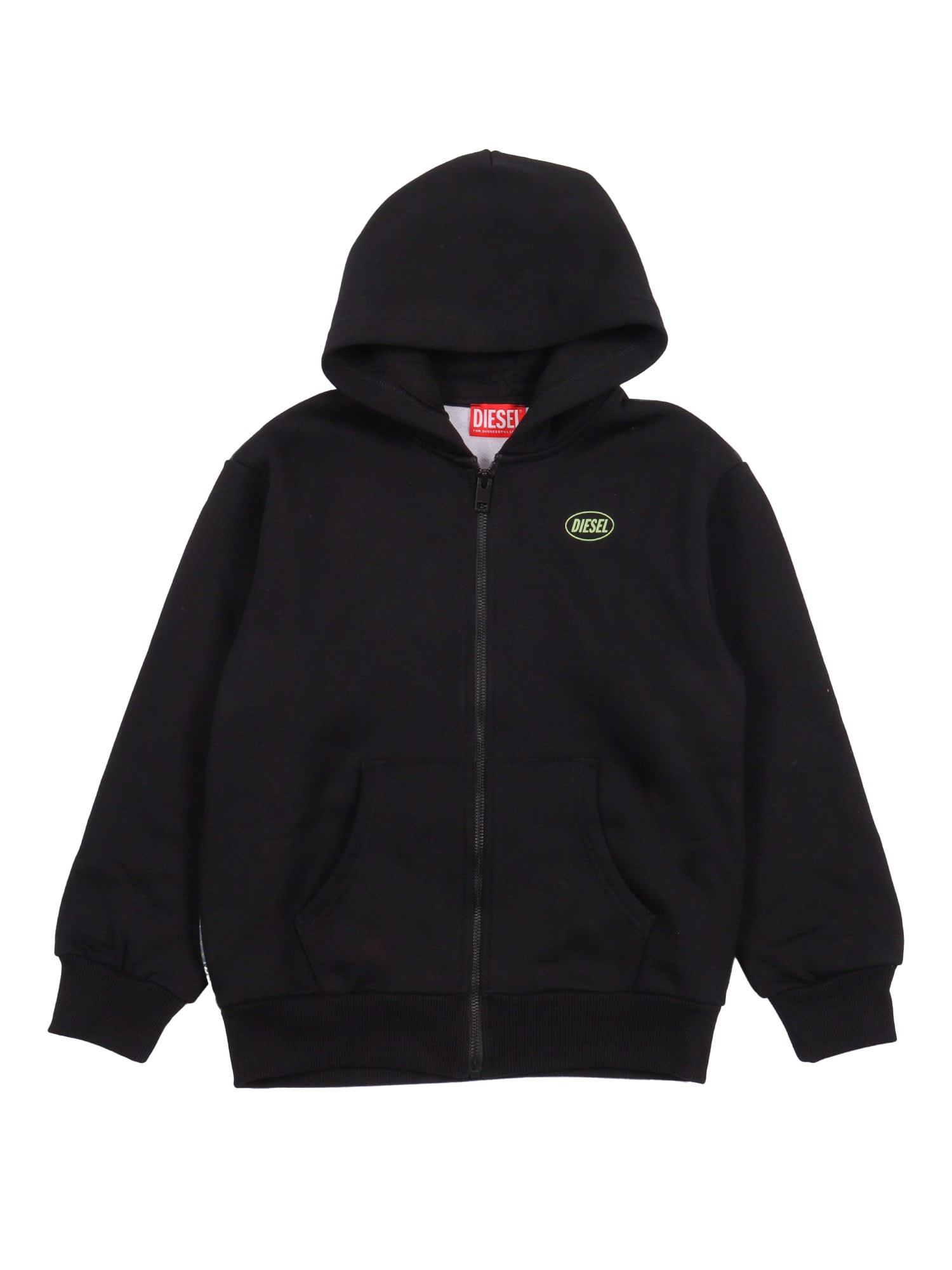 Diesel Zip-up Hoodie In Black