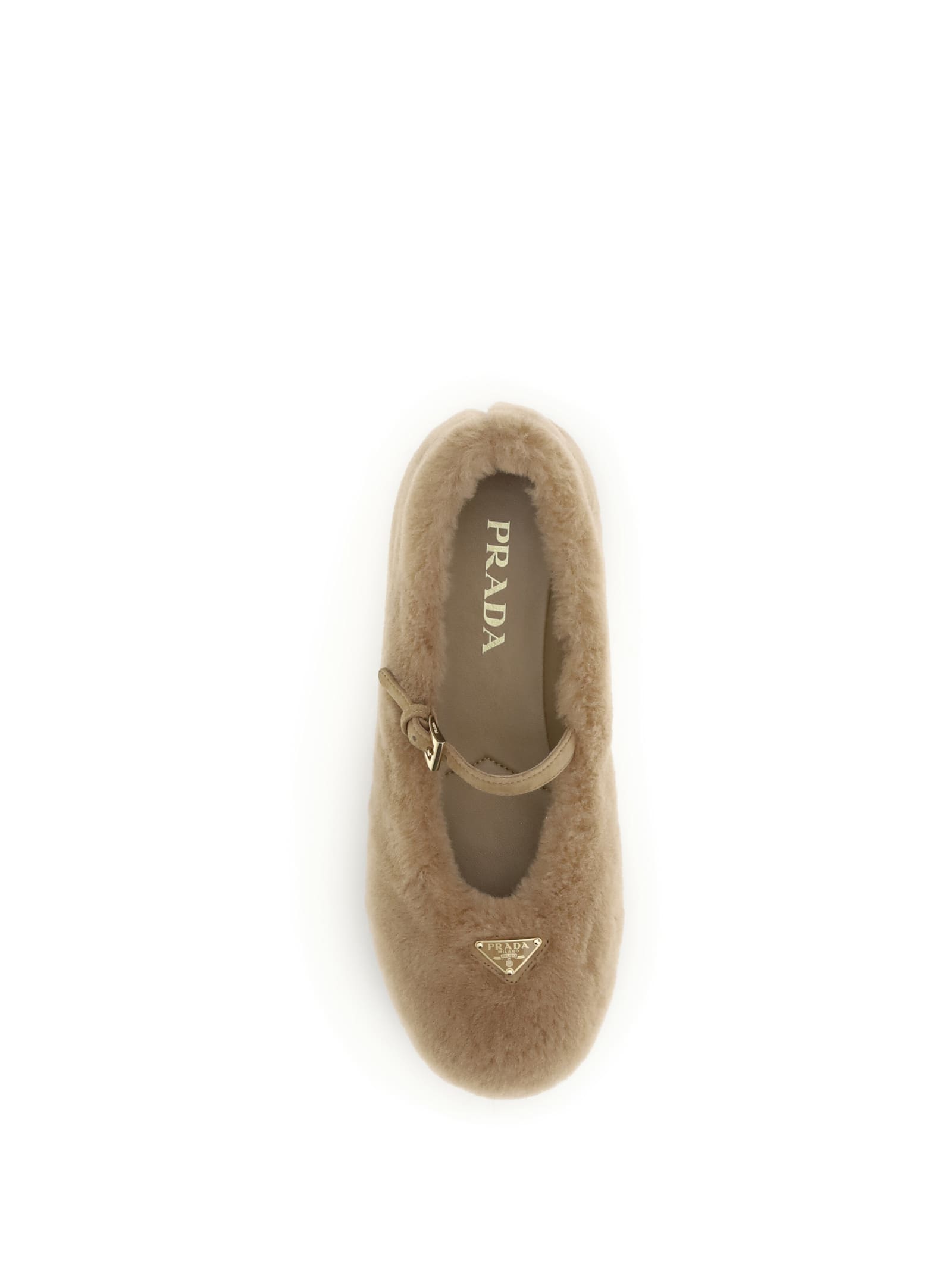 Prada Lambskin Ballerinas In Brown