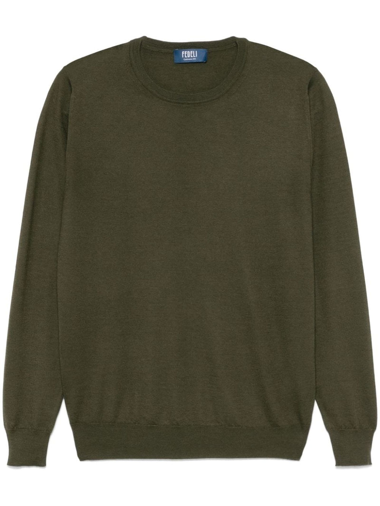 Shop Fedeli Olive Green Cashmere-silk Blend Sweater