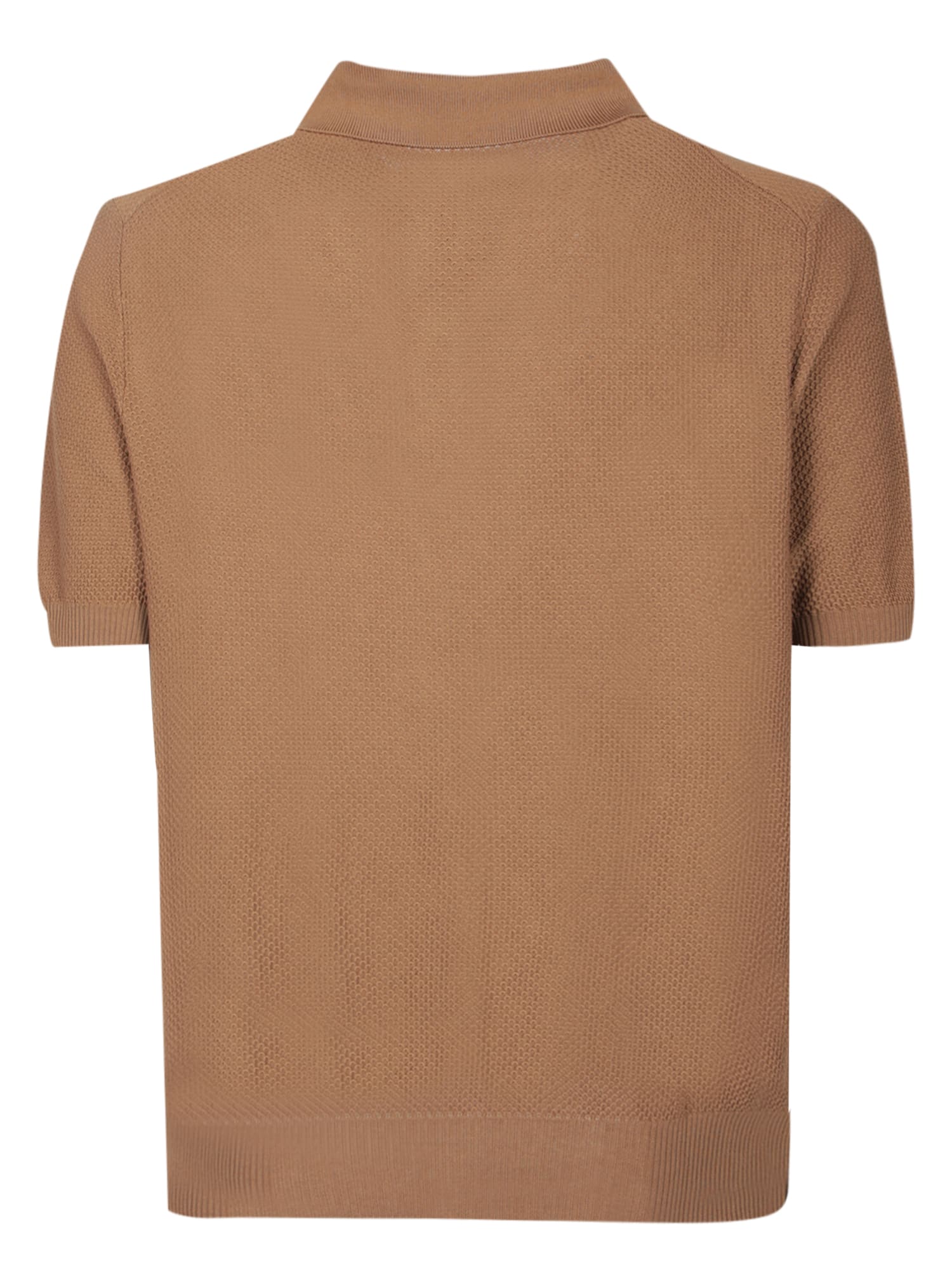Shop Tagliatore Burnt Brown Cotton Polo Shirt