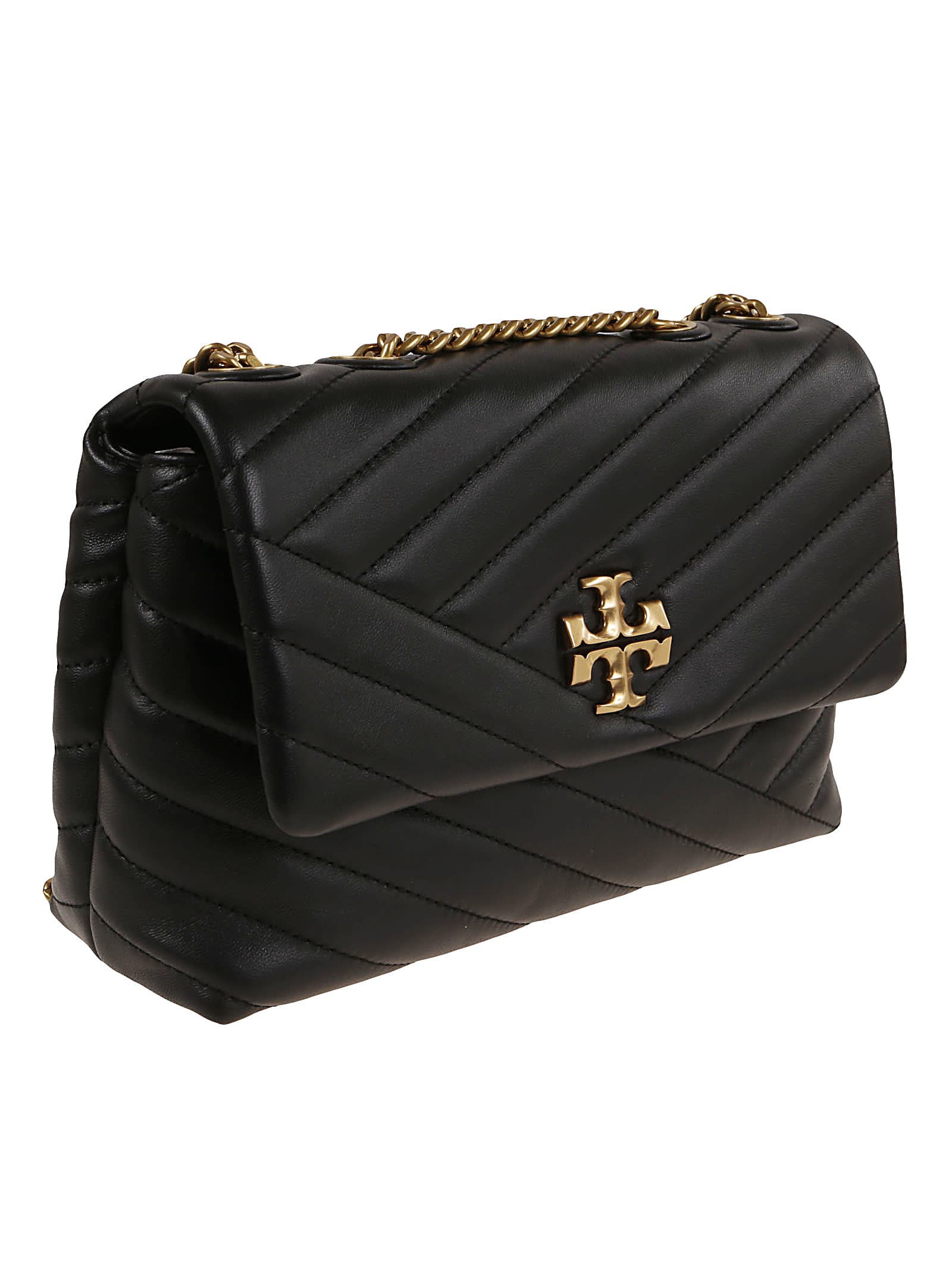 Shop Tory Burch Kira Chevron Small Convertible Shoulder Bag In Black