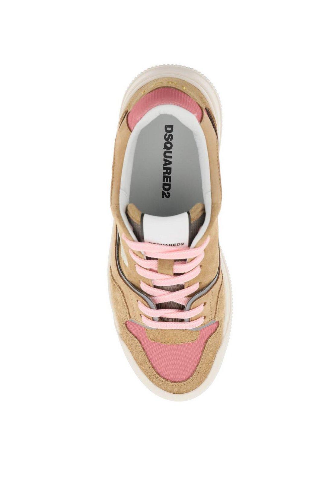 Shop Dsquared2 Logo Debossed Low-top Sneakers In Tobacco Rose (beige)