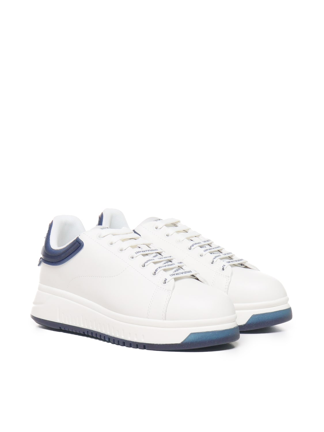 Shop Emporio Armani Sneakers With Contrasting Rivet In Blue