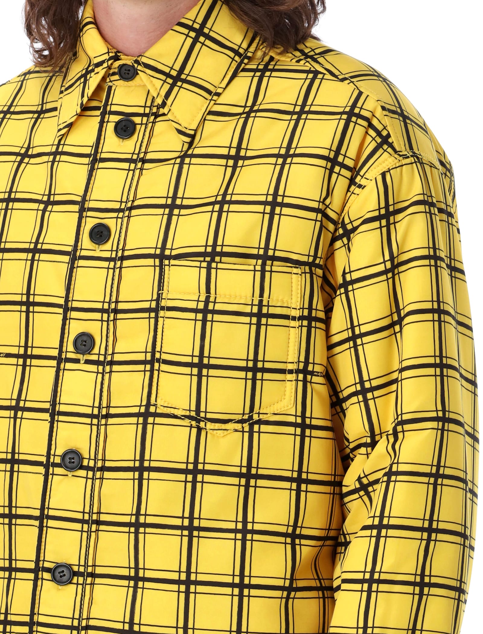 Shop Marni Overshirt Check In Yellow Check