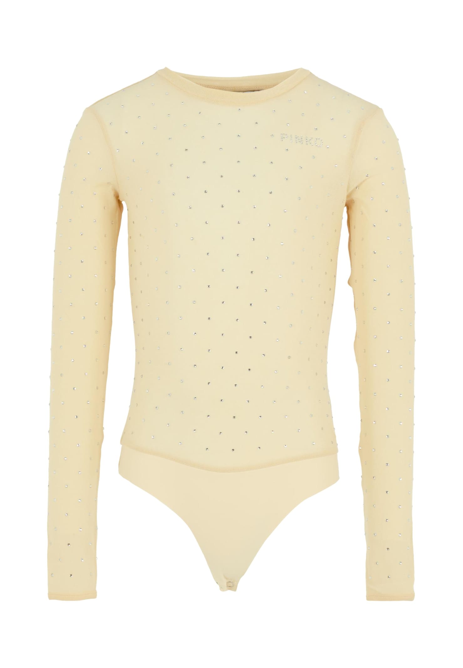 Pinko Crystal-embellishment Long-sleeve Bodysuit In Neutral