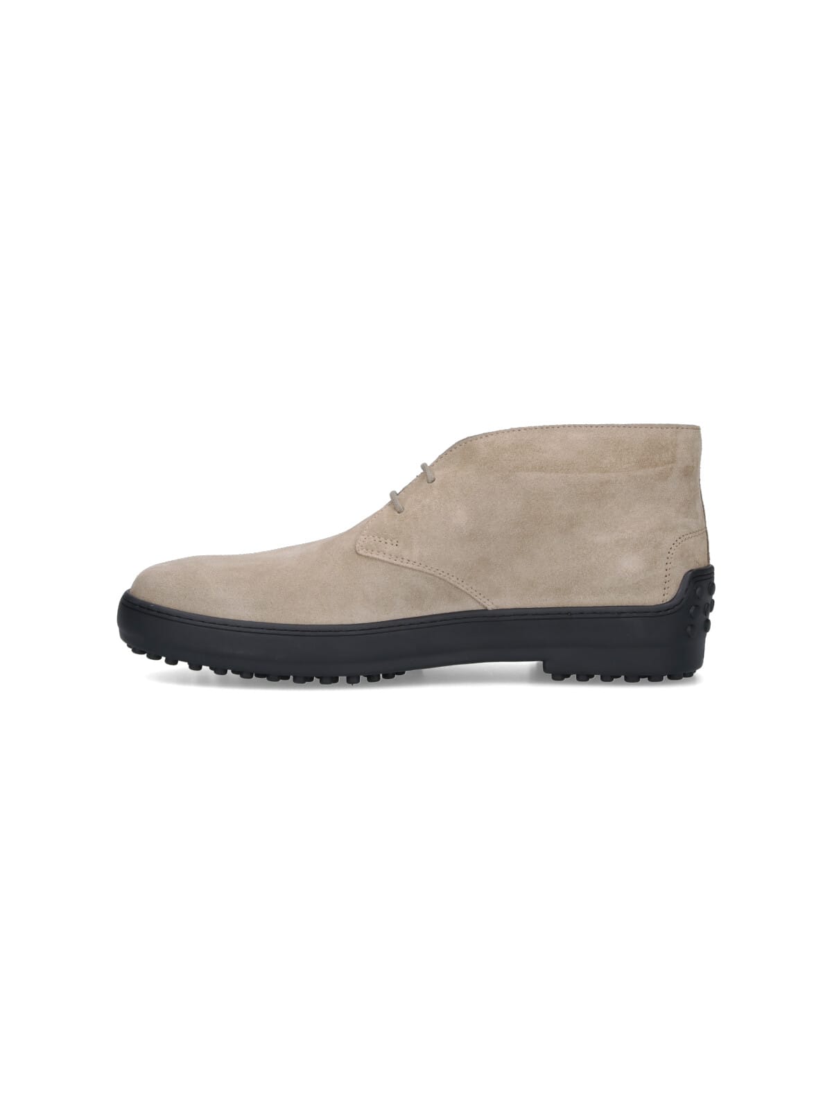 Tod's Suede Ankle Boots With Textured Rubber Sole In Neutral