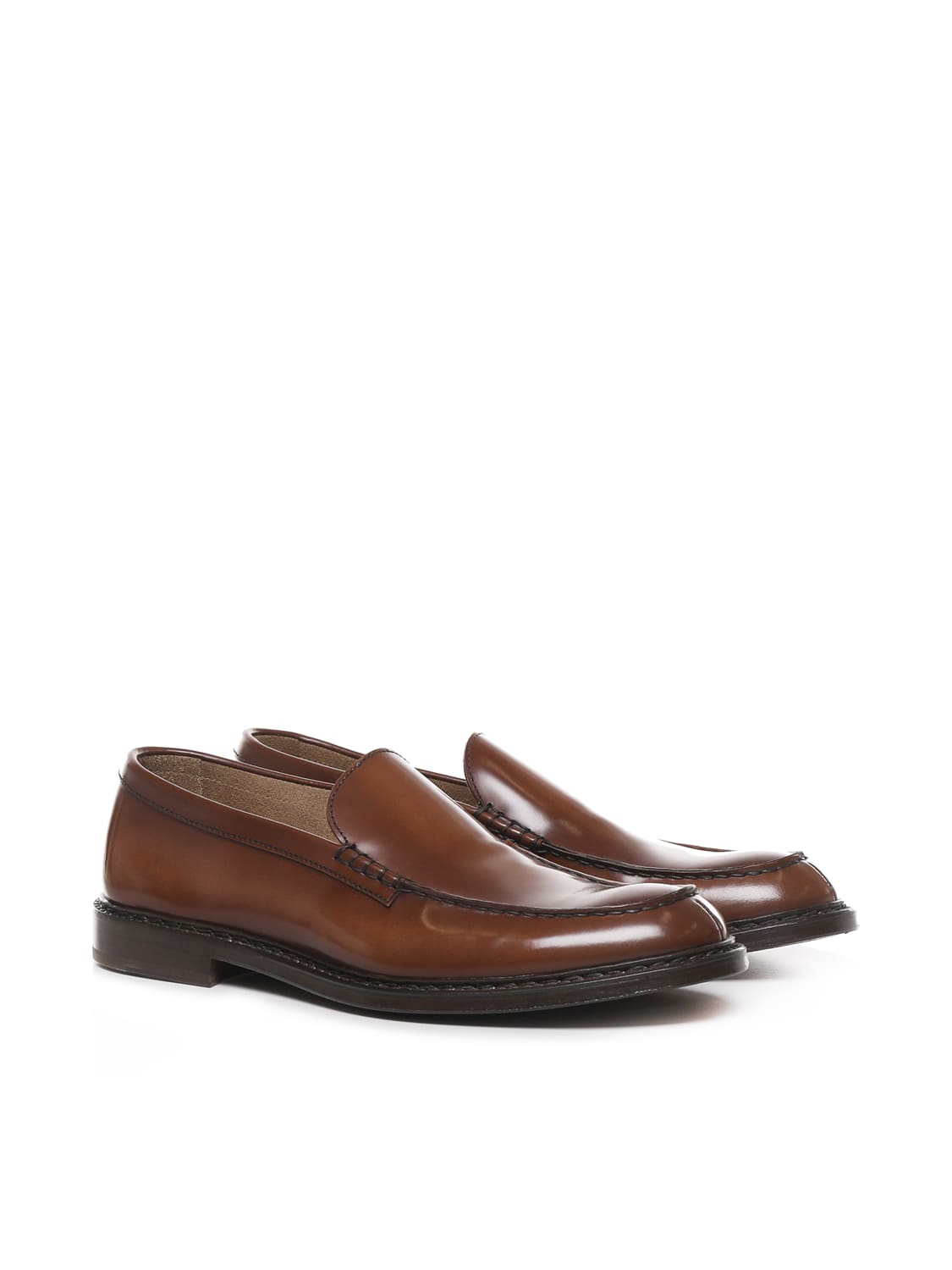 Shop Doucal's Calfskin Loafers In Brown