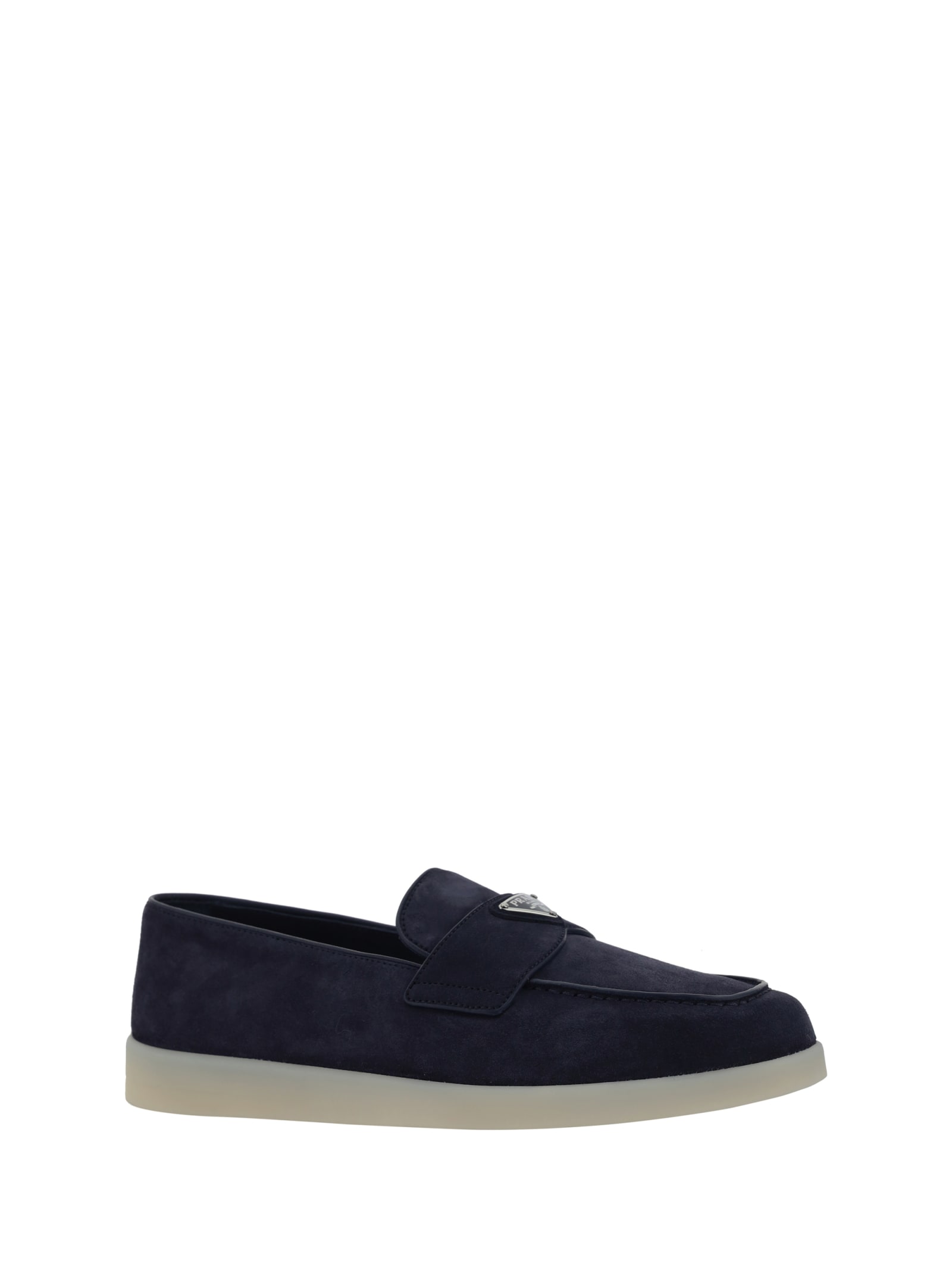 Shop Prada Saint Tropez Loafers In Bleu