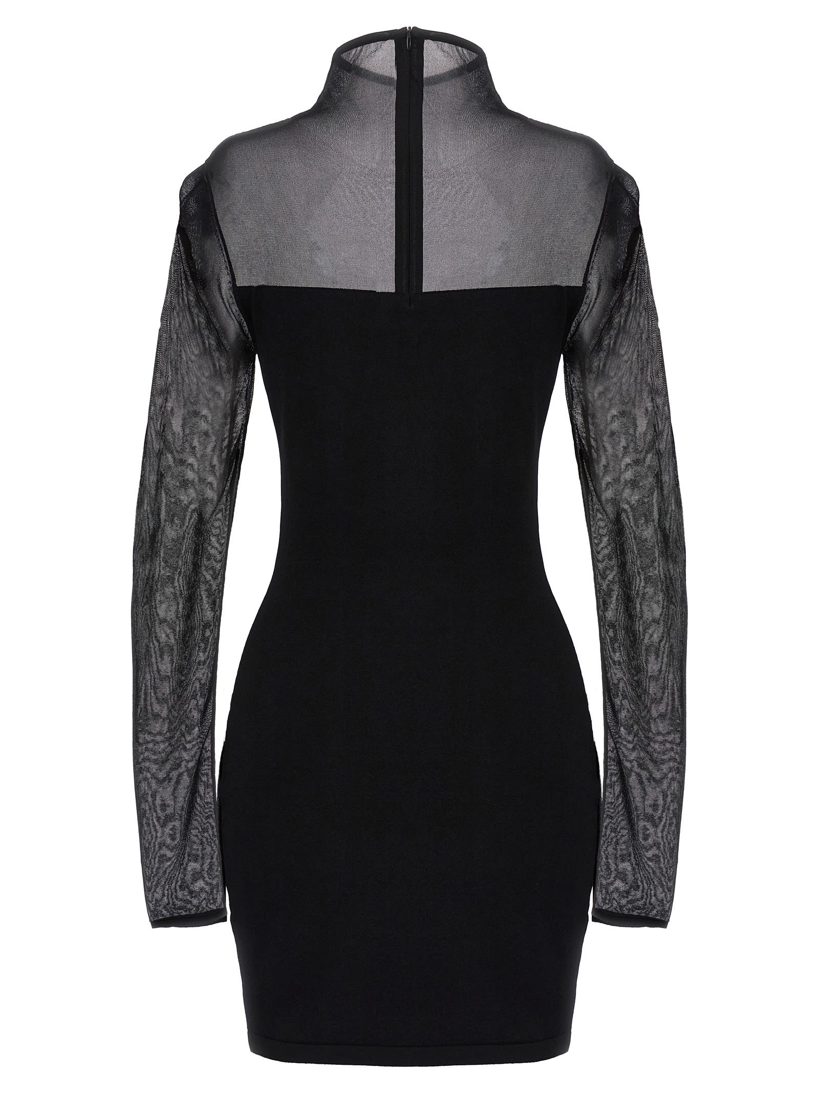 Shop Nensi Dojaka Fitted Semisheer Dress In Black