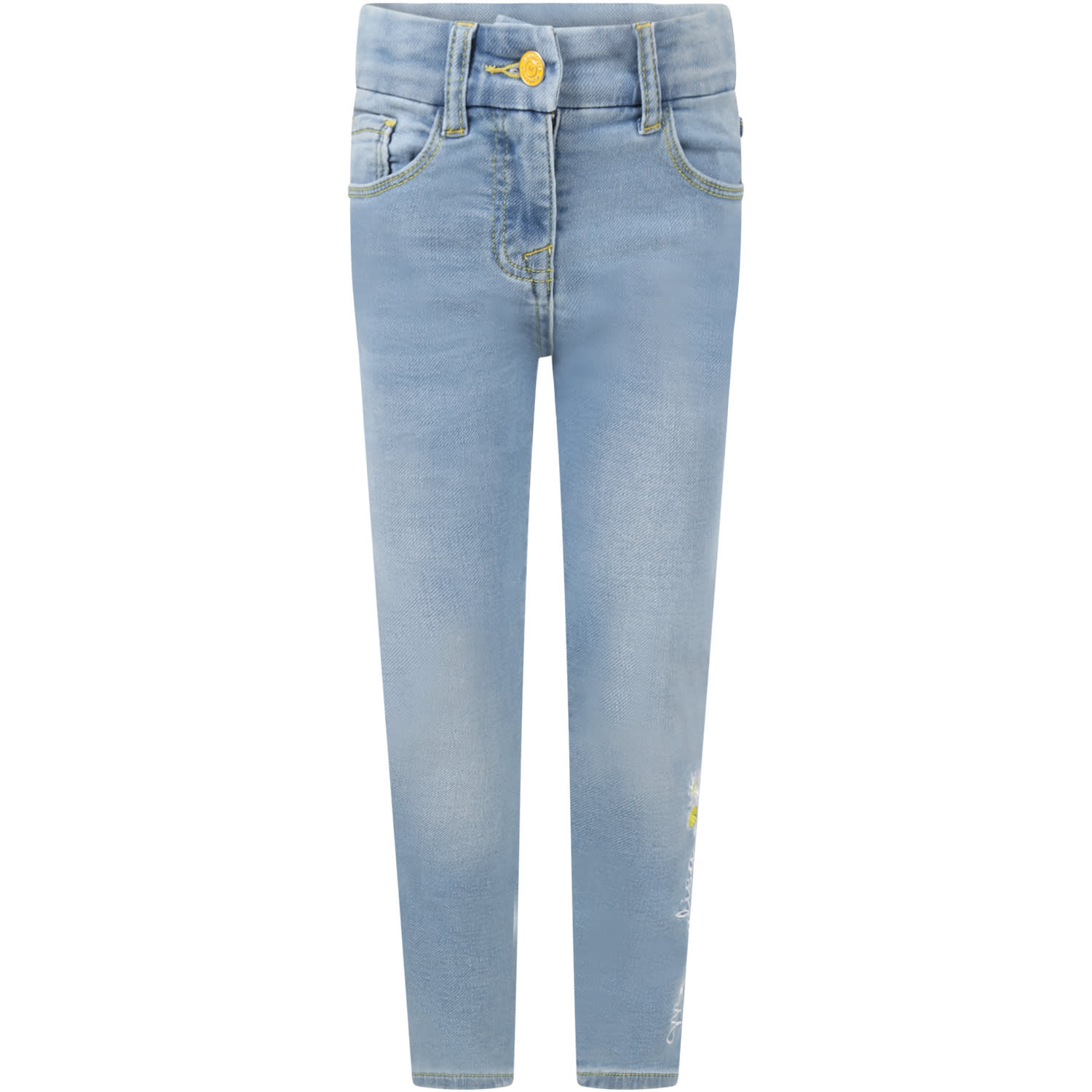 Monnalisa Light-blue Jeans For Girl With Logo