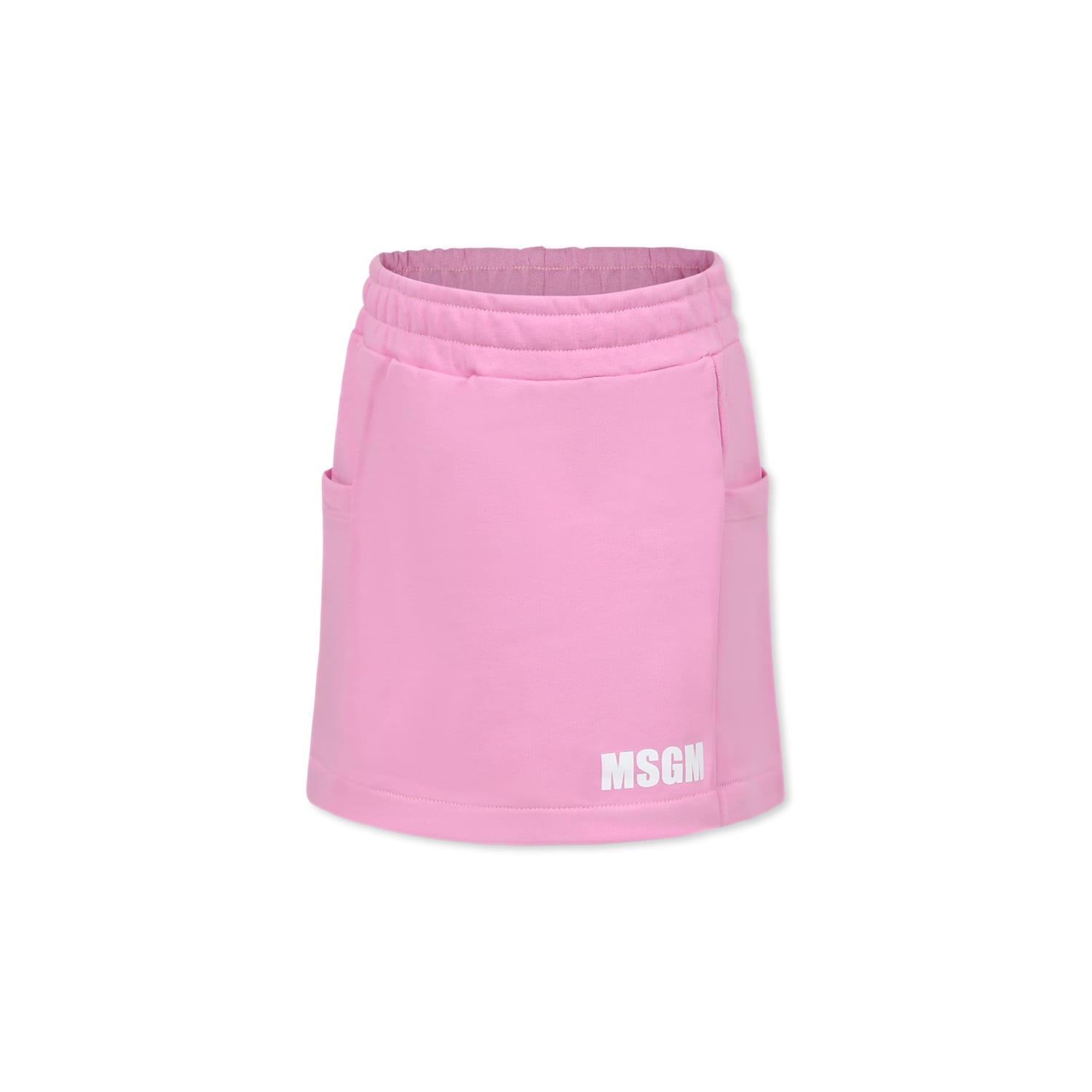Msgm Pink Skirt For Girl With Logo In Pink