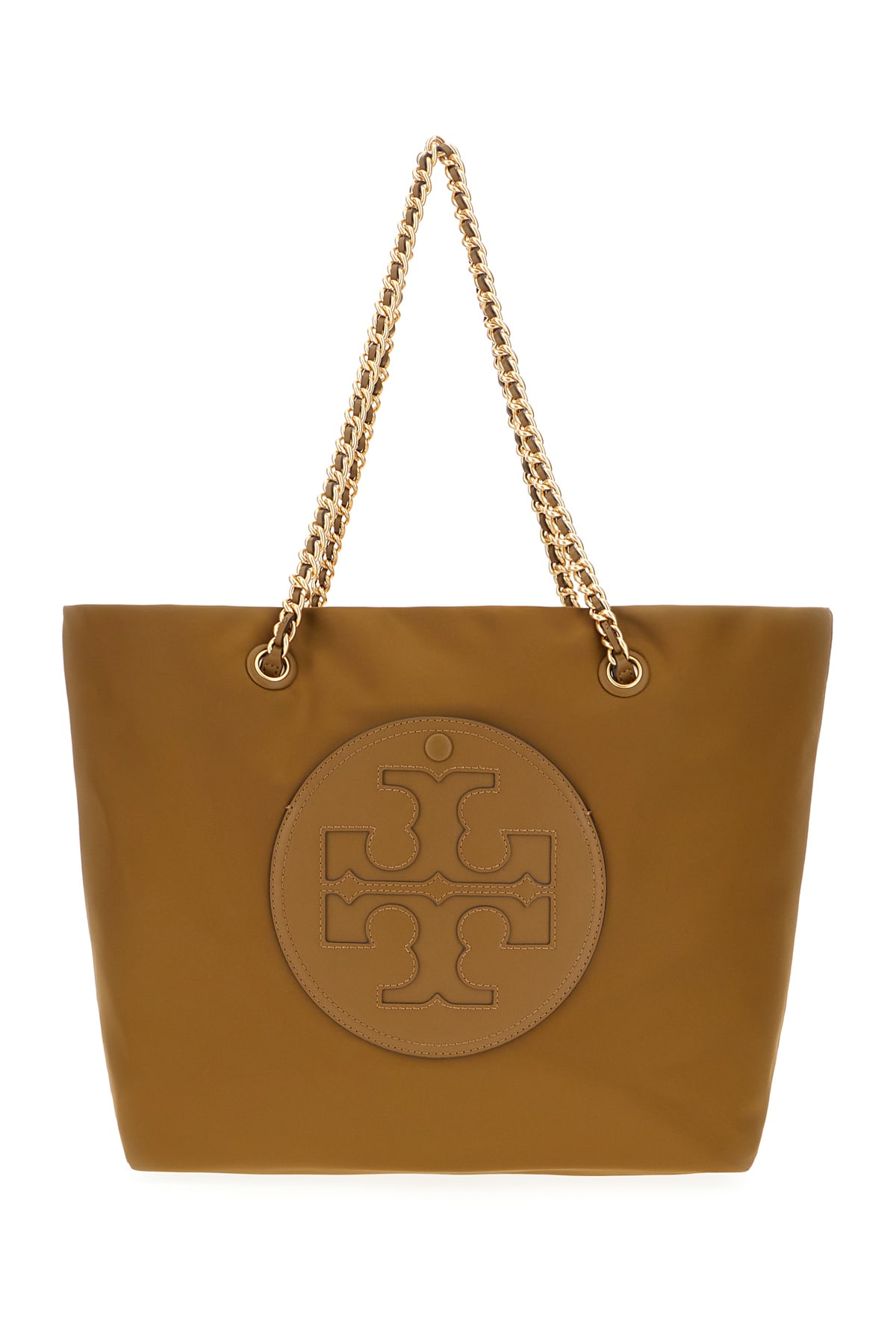 Shop Tory Burch Mud Nylon Ella Shopping Bag In Camel