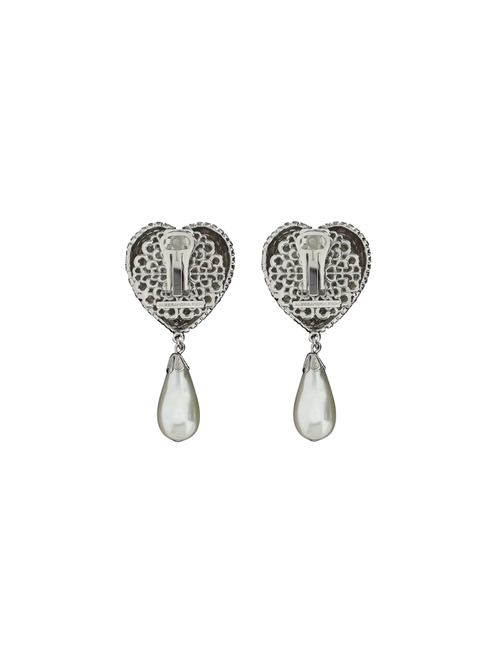 Shop Alessandra Rich Heart Earrings In Cry-silver