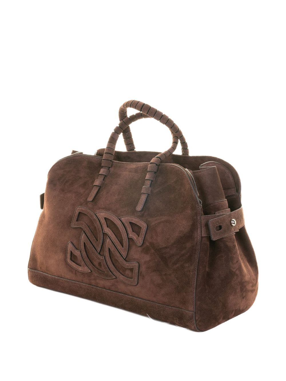 Casadei Park Avenue Double Handle Bag In Cocoa Suede In Brown