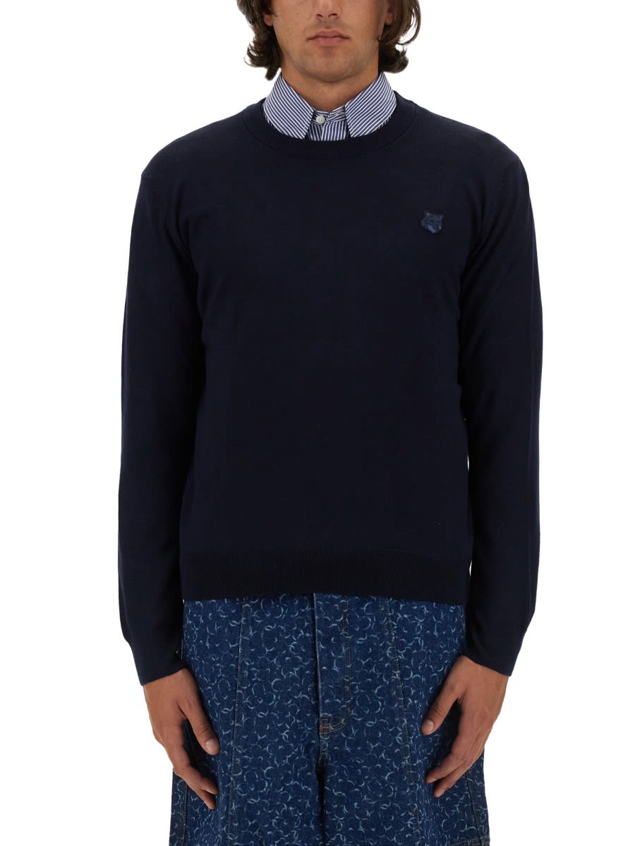 Shop Maison Kitsuné Fox Head Jersey In Blue