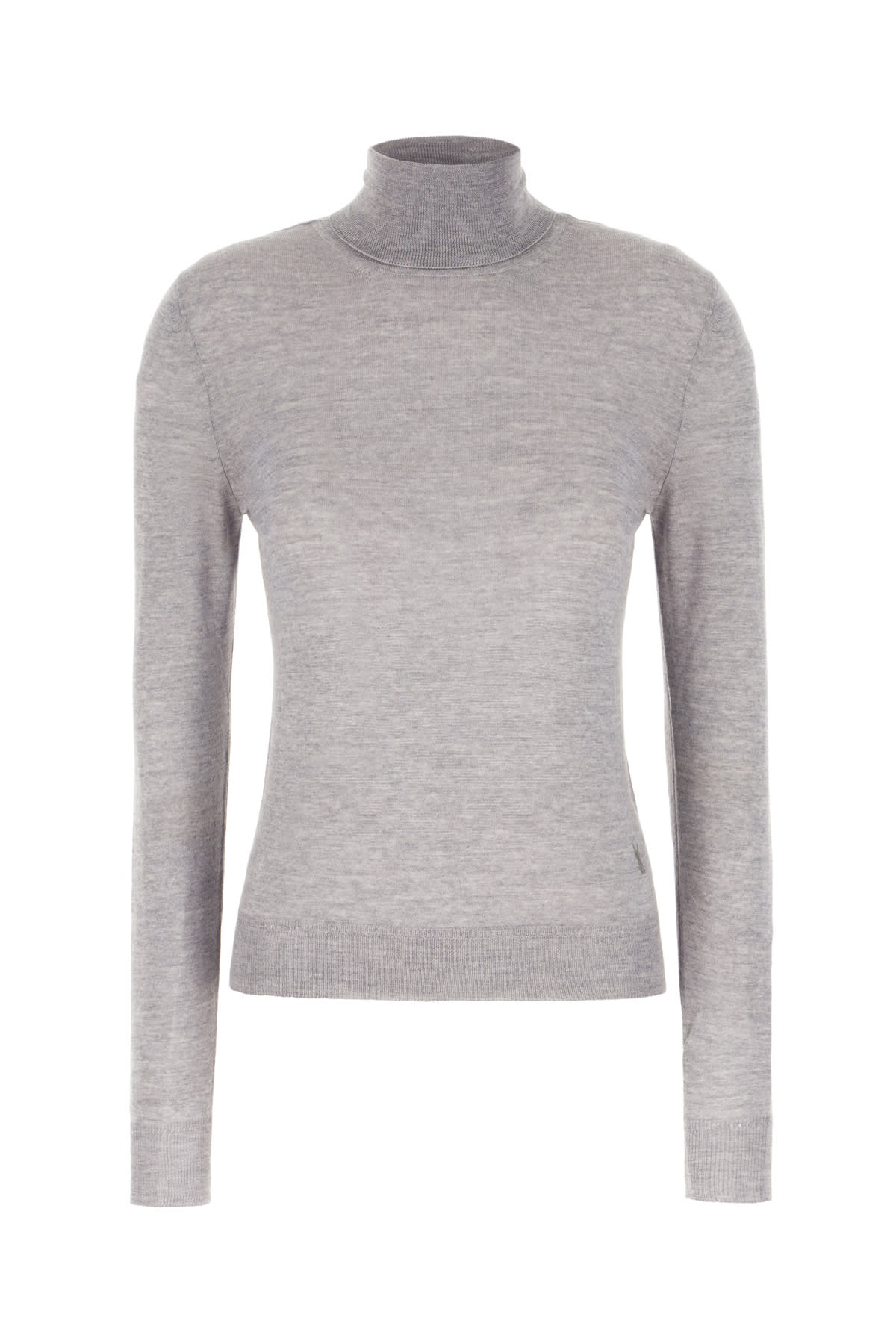 Saint Laurent Grey Wool Top In Gris Chine