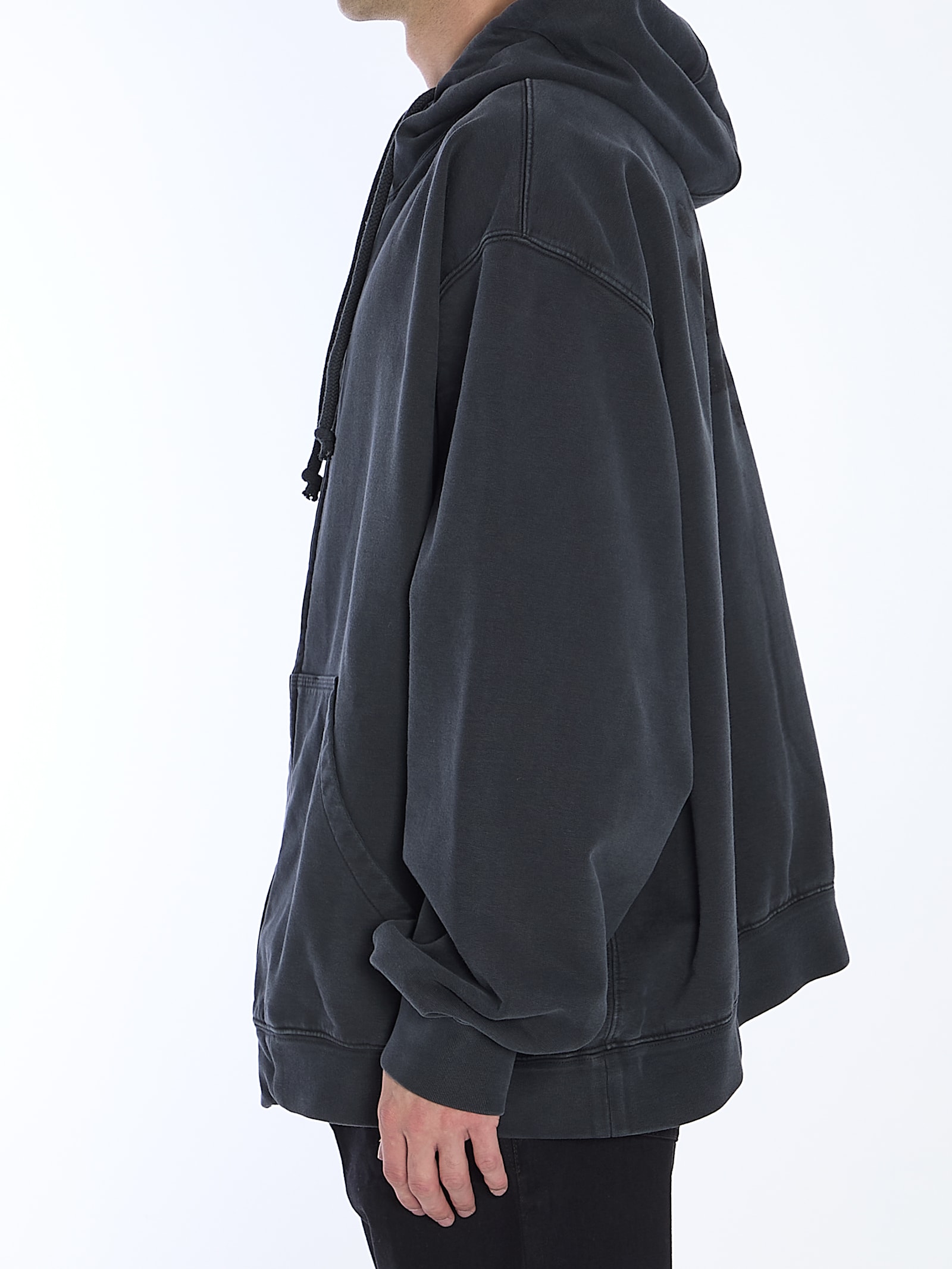 Shop Maison Margiela Embroidered Logo Hoodie In Black