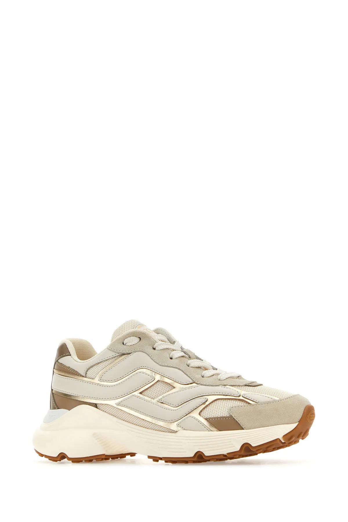 Shop Tod's Ivory Leather And Mesh Sneakers Tods In White