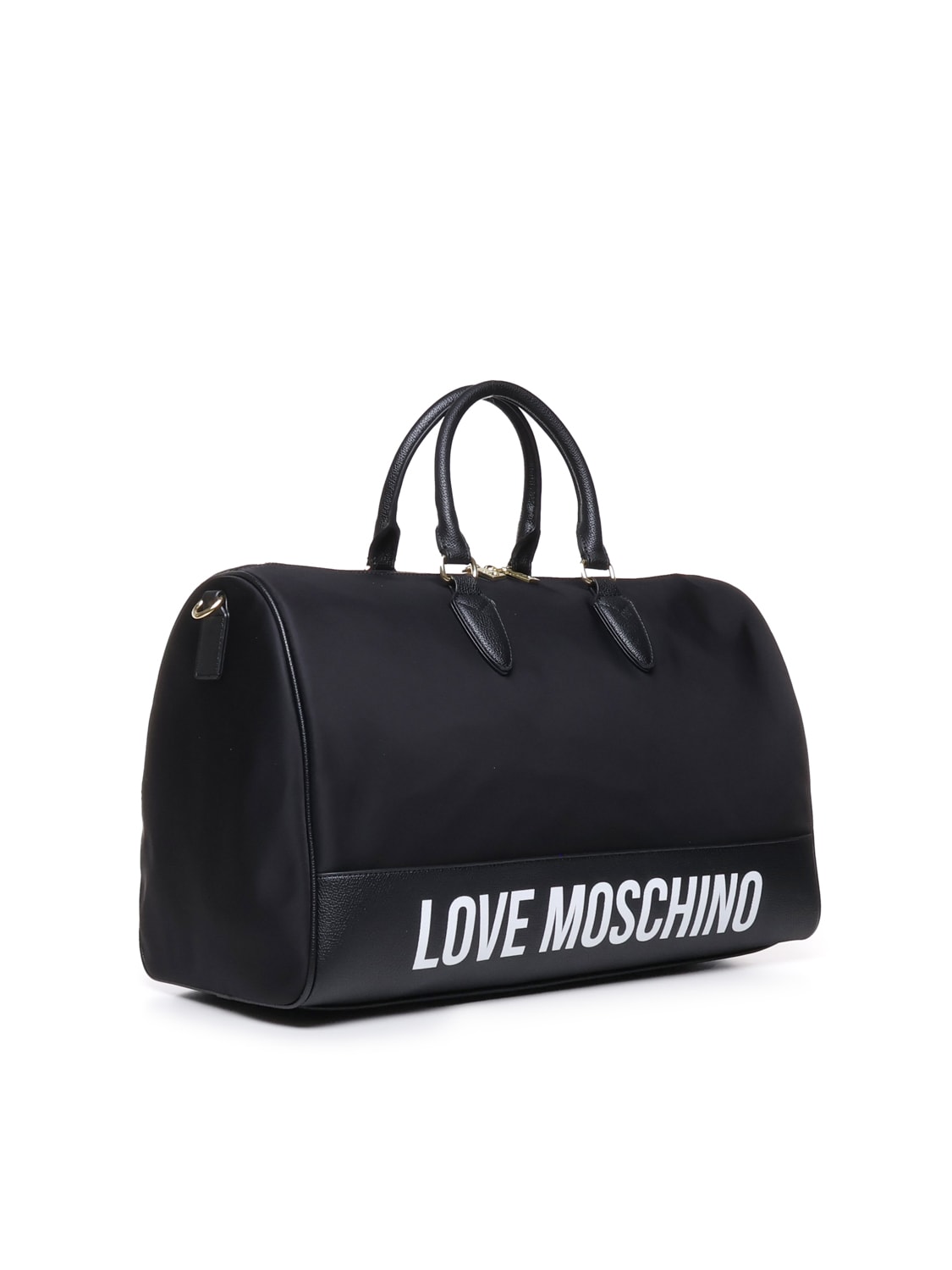 Shop Love Moschino Duffle Bag With Print In Black